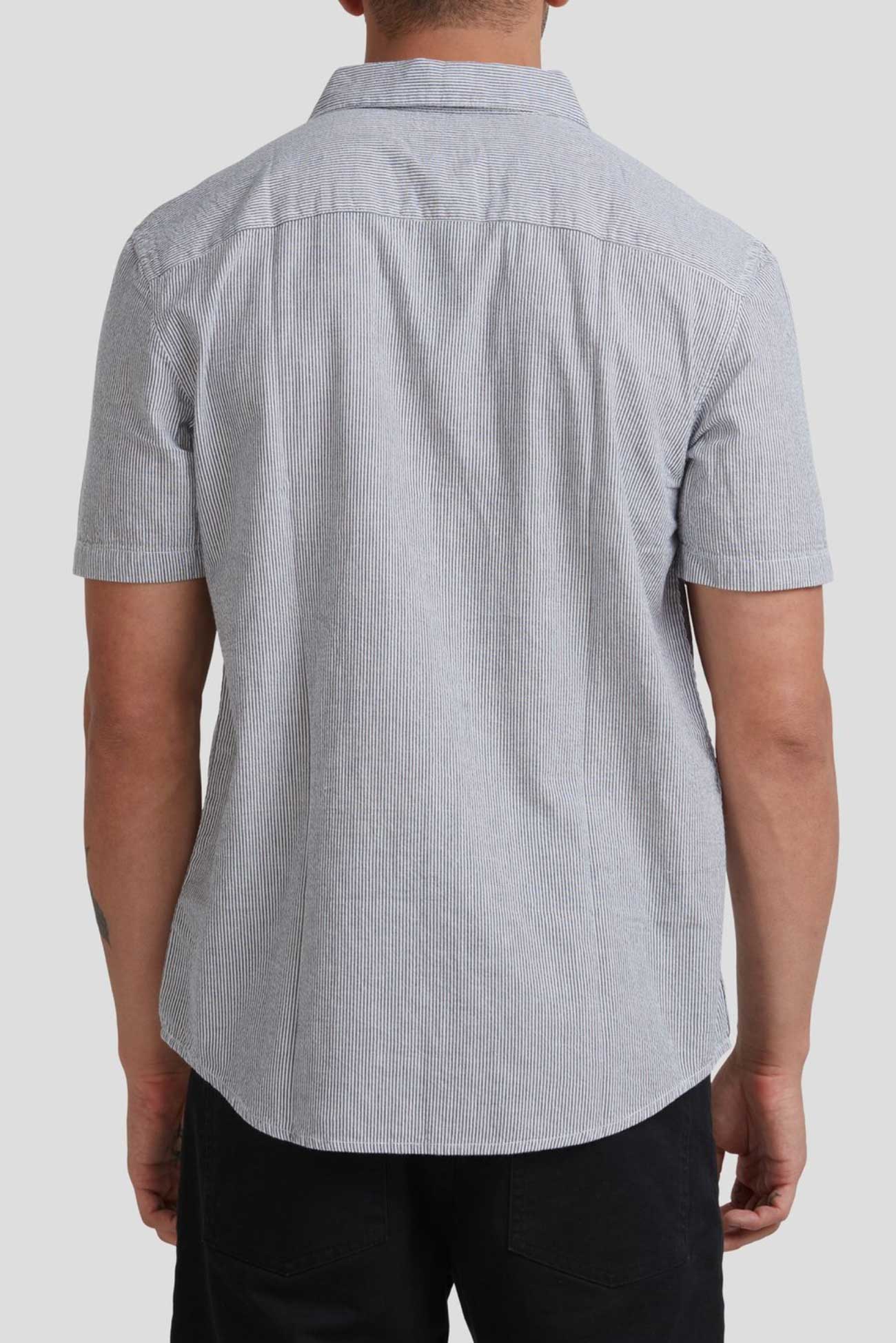 Endless Seersucker Short Sleeve Shirt Navy Marine