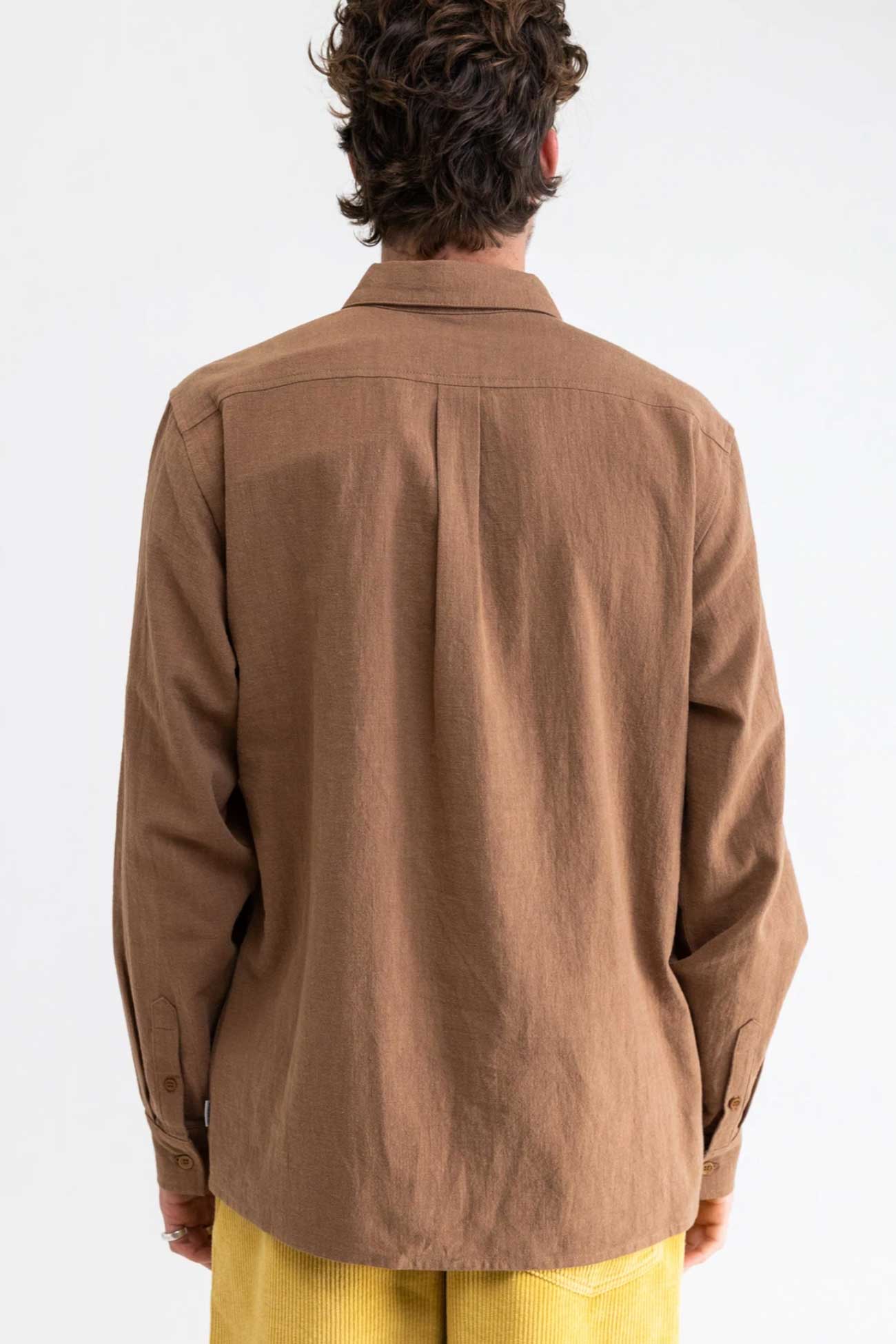 Classic Linen Long Sleeve Shirt Coffee