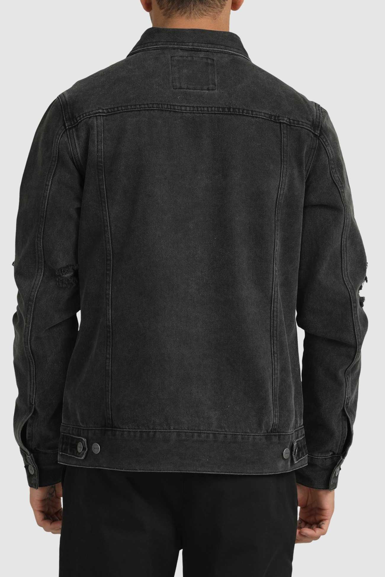 RVCA Distressed Denim Jacket Vintage Black