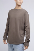 Curved Hem Crew Grey Marle