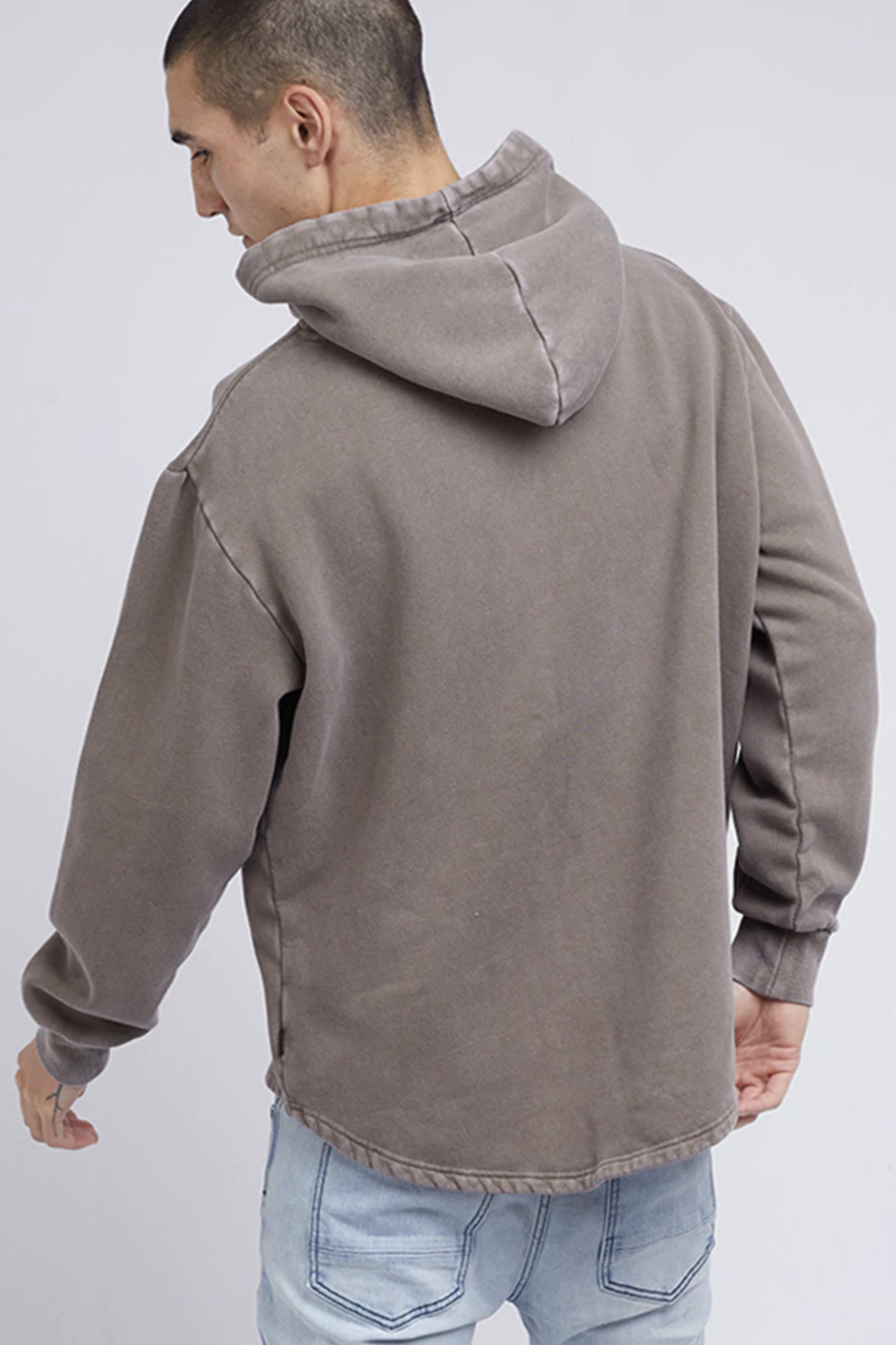 Curved Hem Hoody Earth Brown