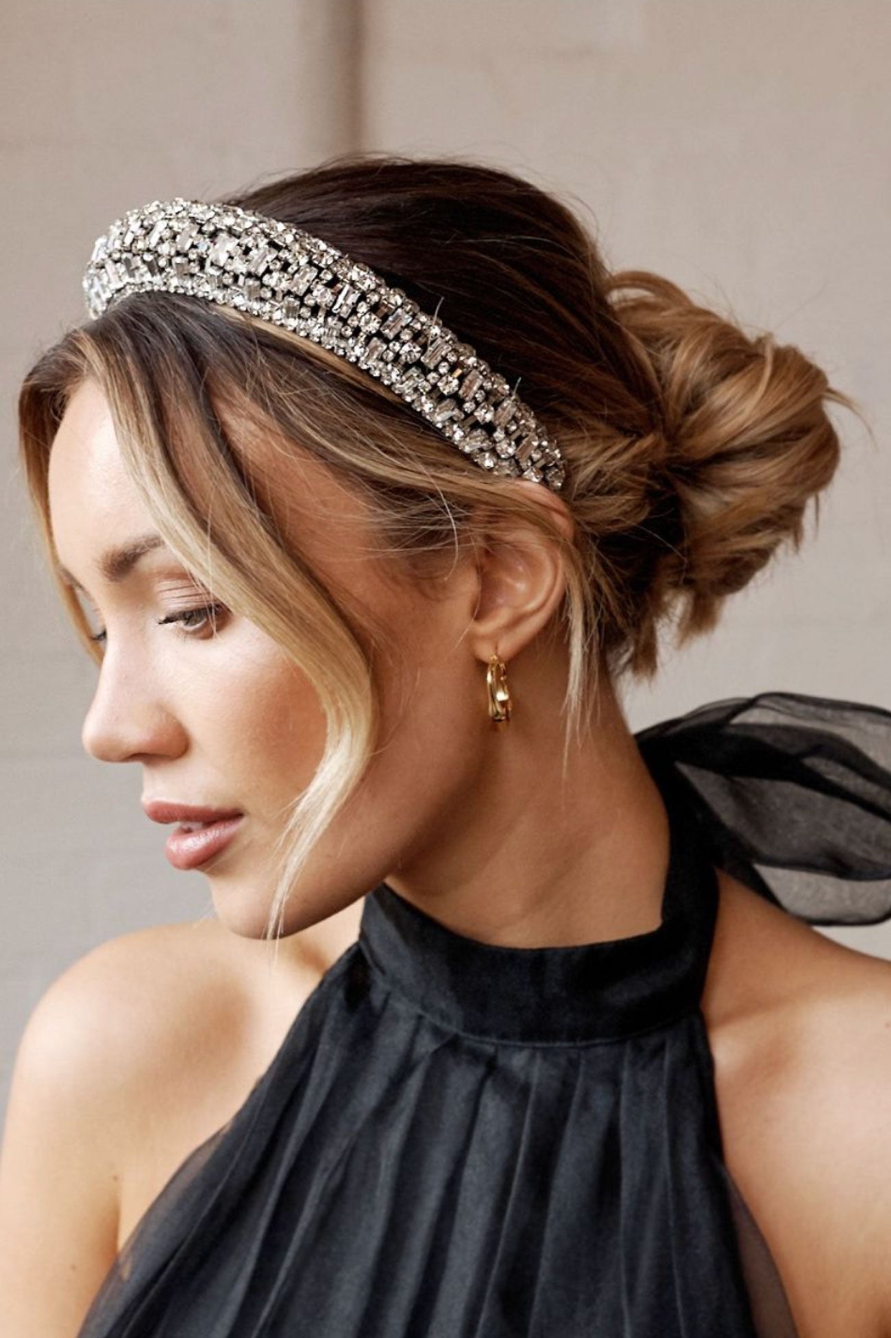 Audie Diamante Headband Silver