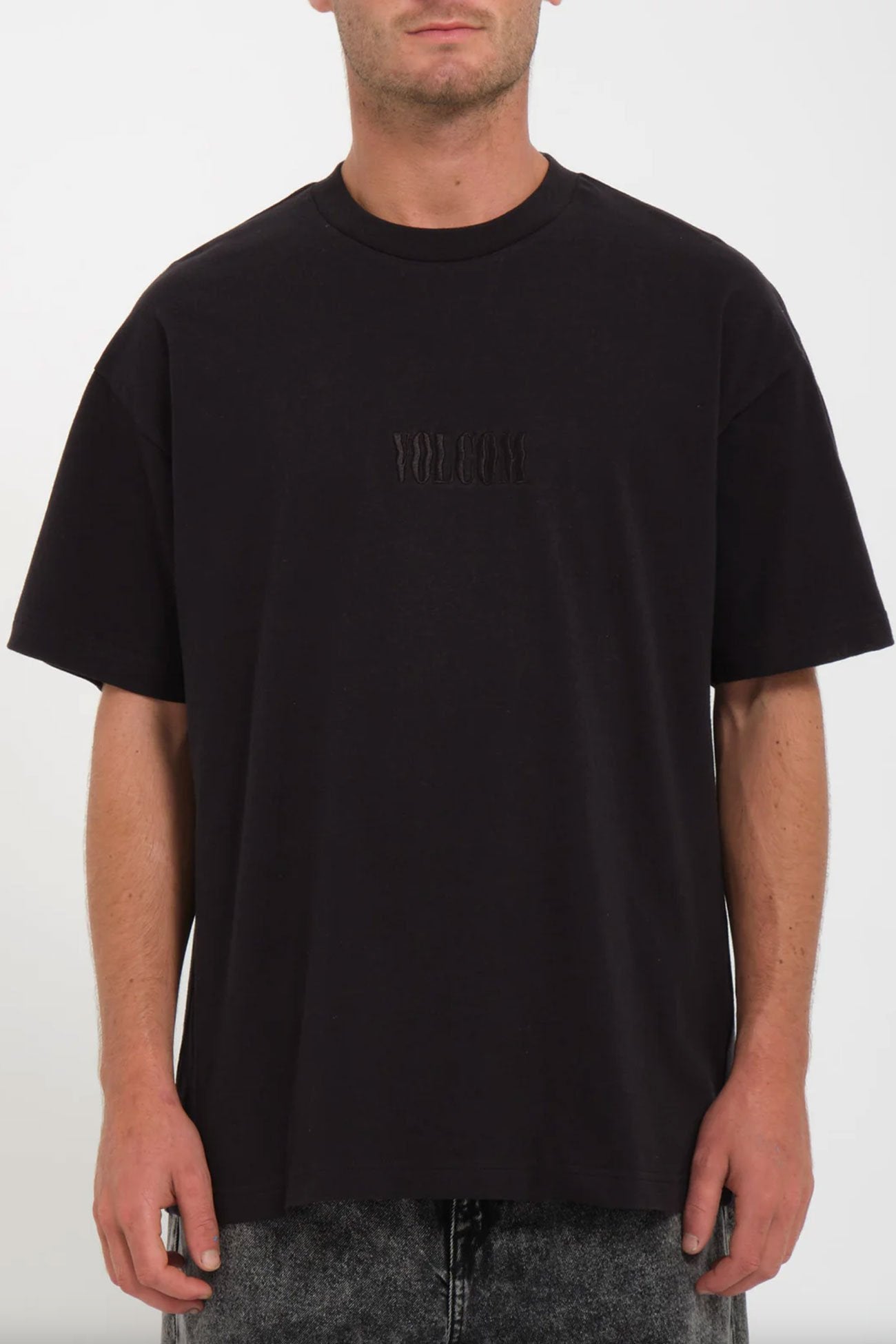 Ripple Stone Loose Short Sleeve Tee Black