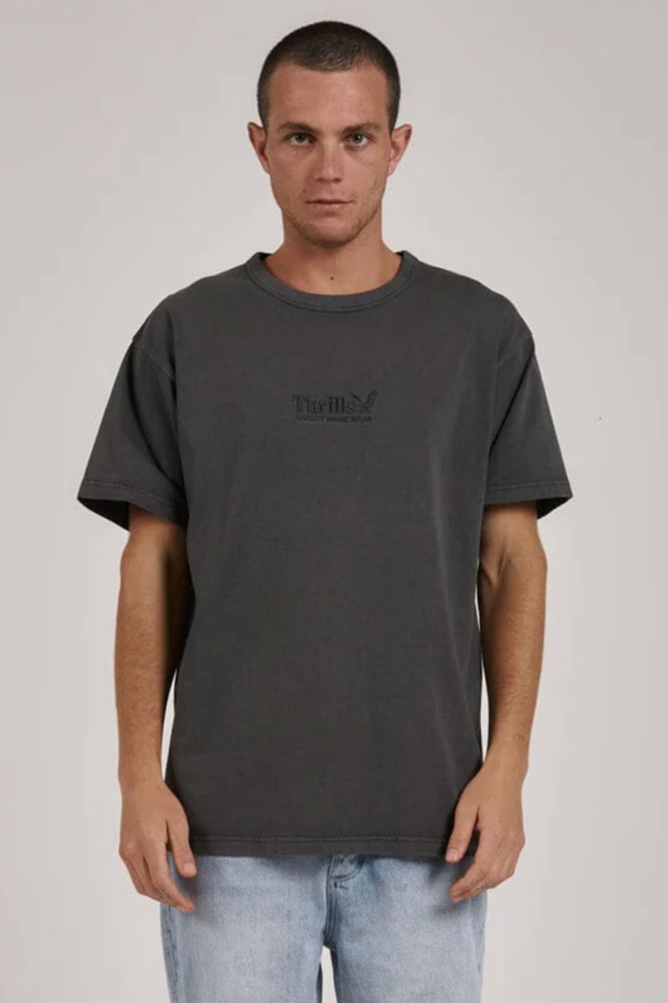 Thrills Workwear Embro Box Fit Tee Merch Black