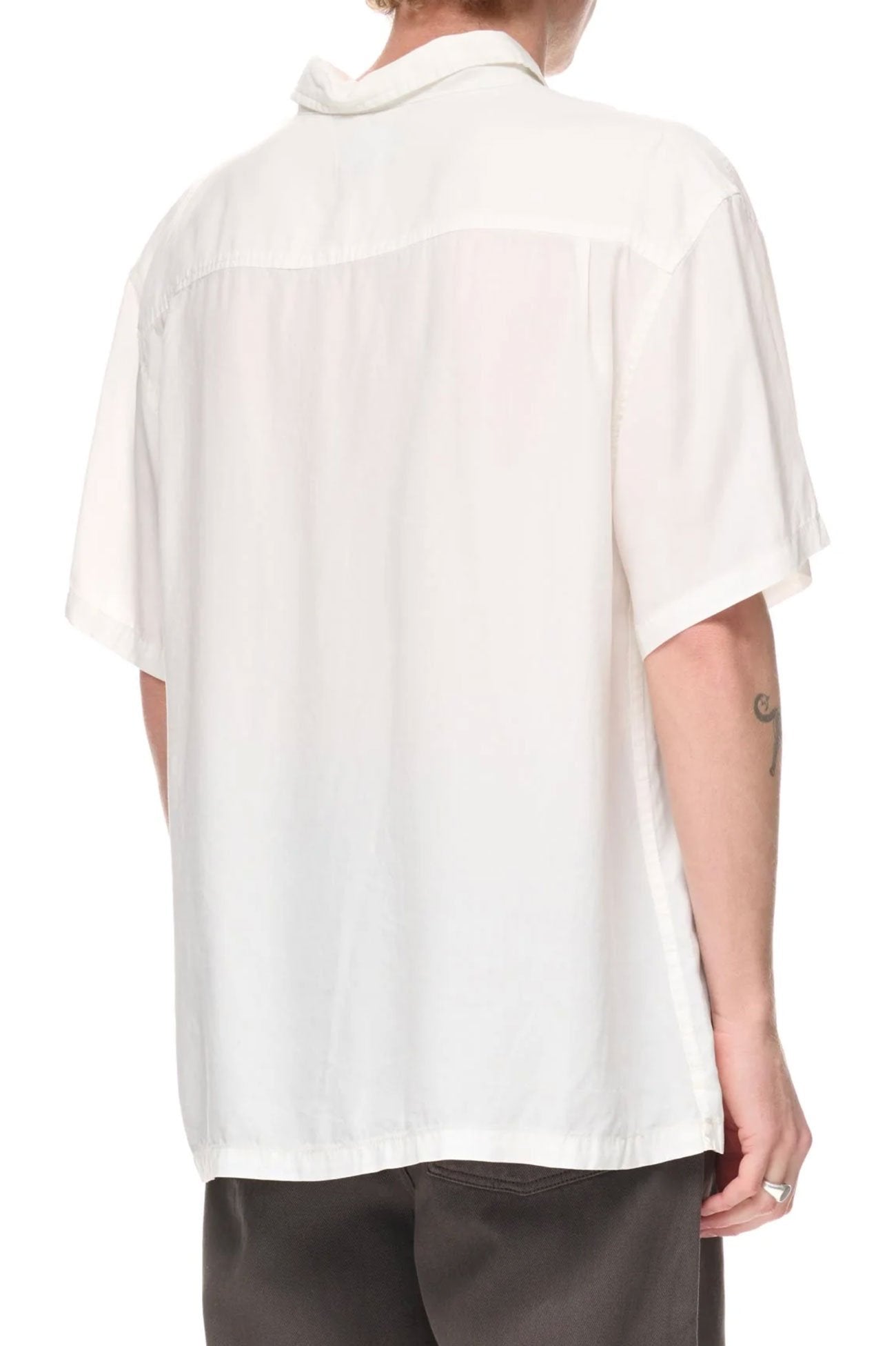 Pigment Dyed Tencel Short Sleeve Shirt Pigment Washed White