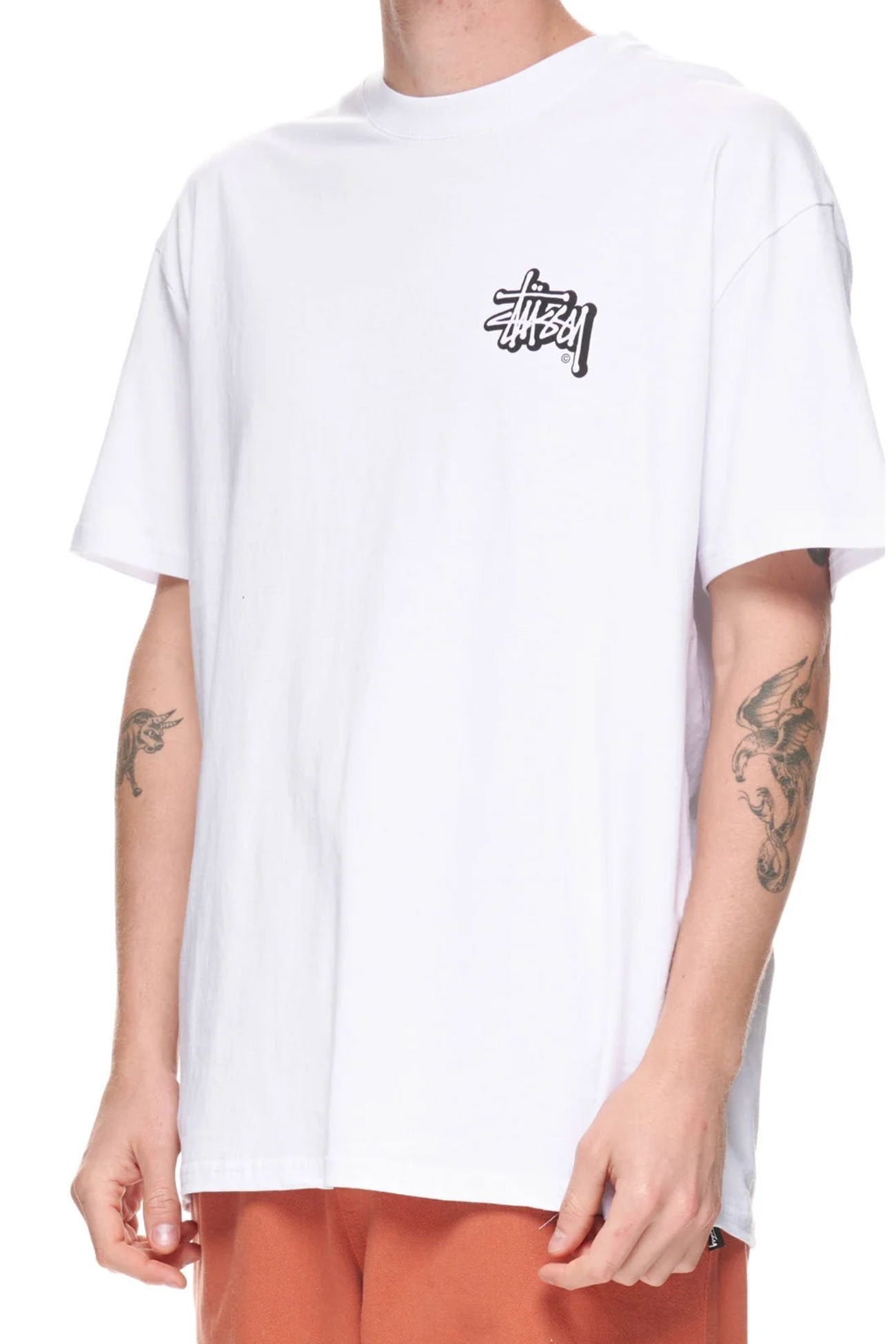 Solid Offset Graffiti Short Sleeve Tee White