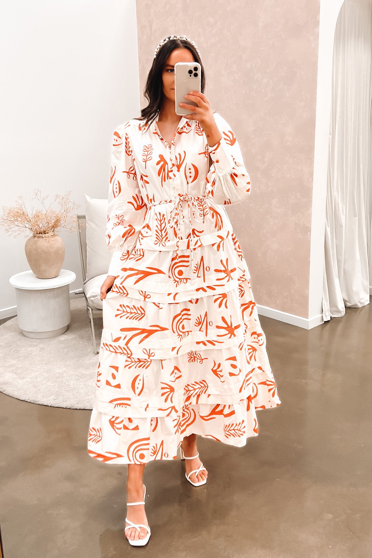 Sebastian Maxi Dress Cream Orange