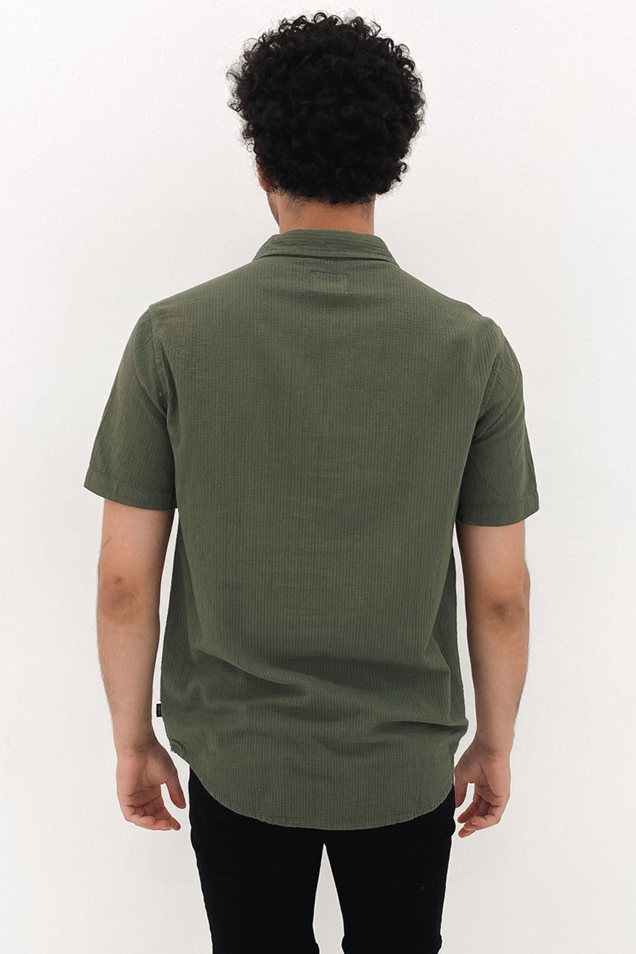 Seersucker Short Sleeve Shirt Green