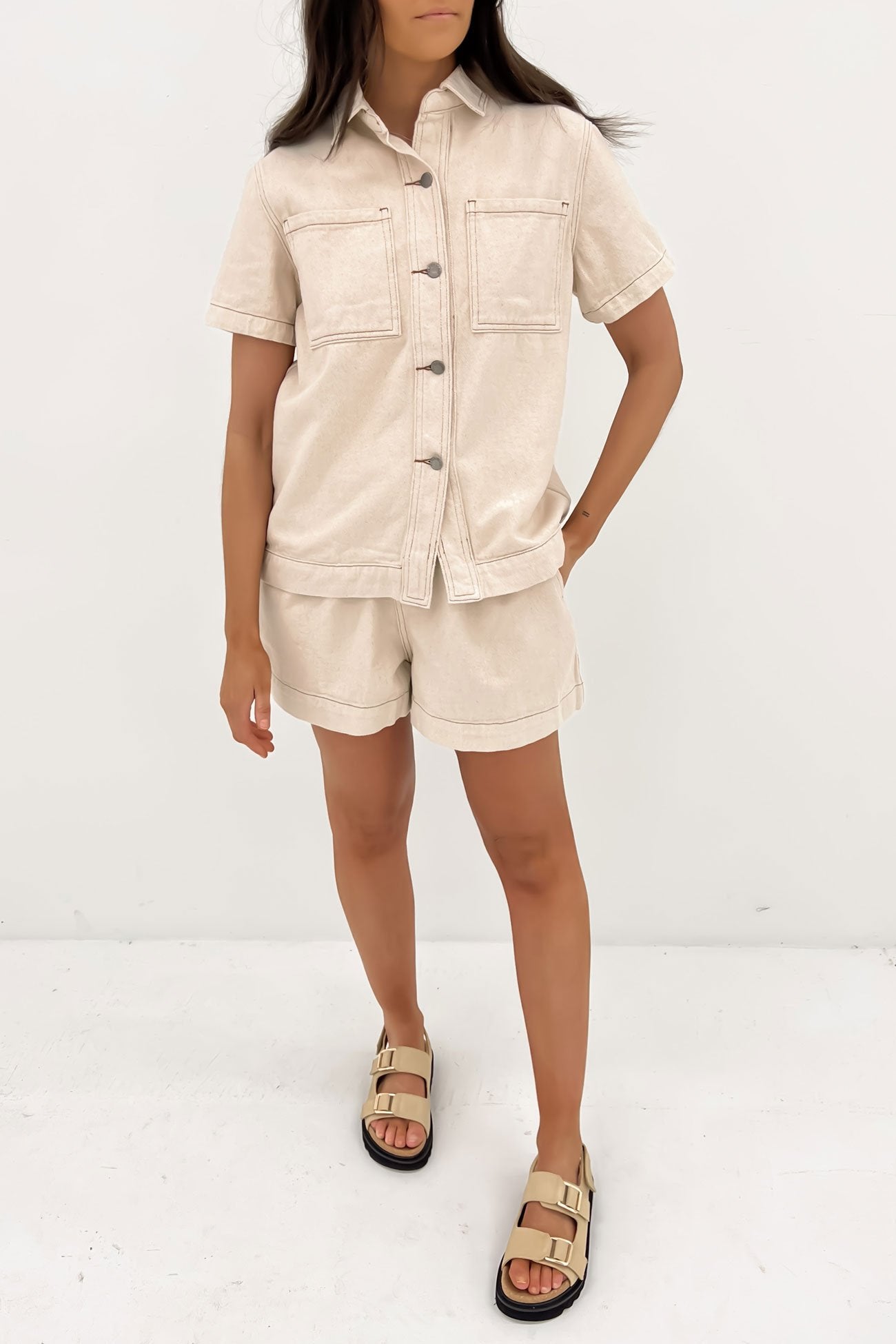 Serina Denim Shirt Beige