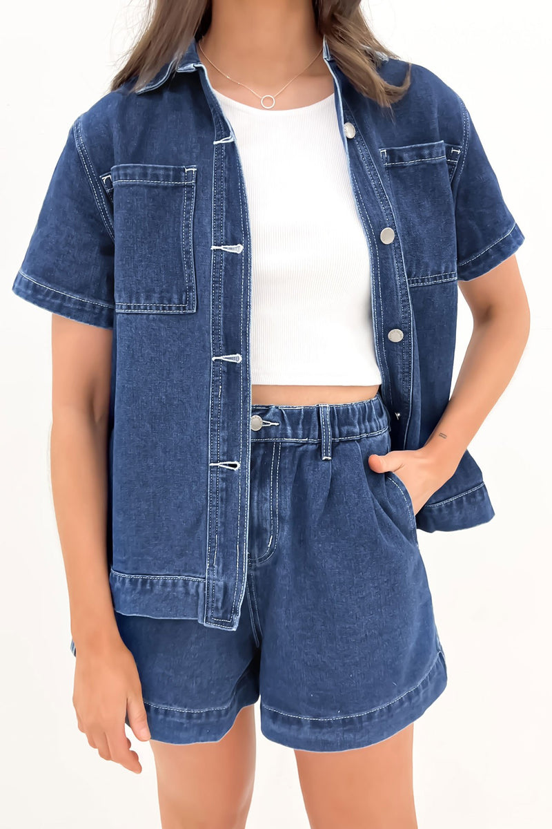 Serina Denim Shirt Dark Blue