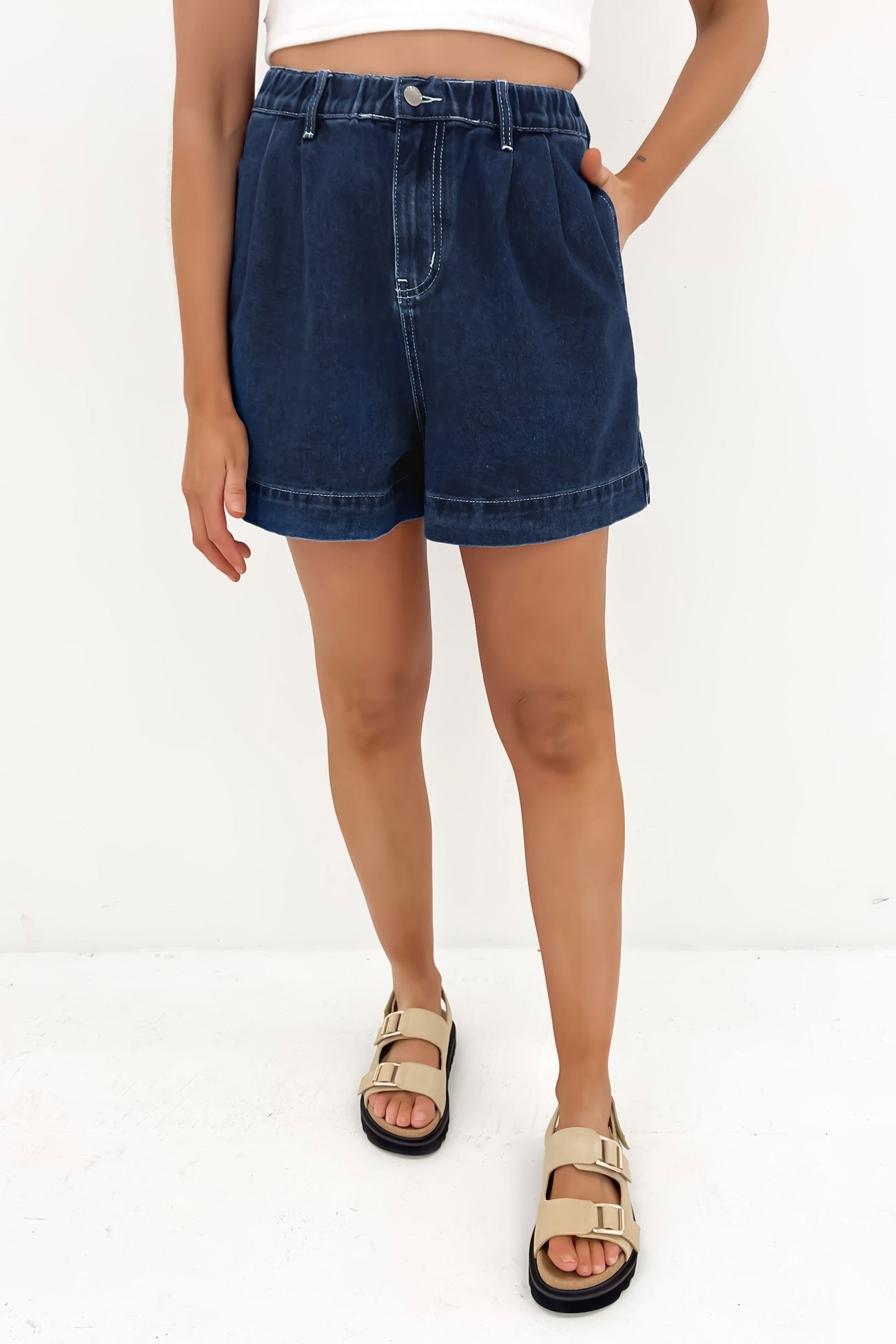 Serina Denim Short Dark Blue