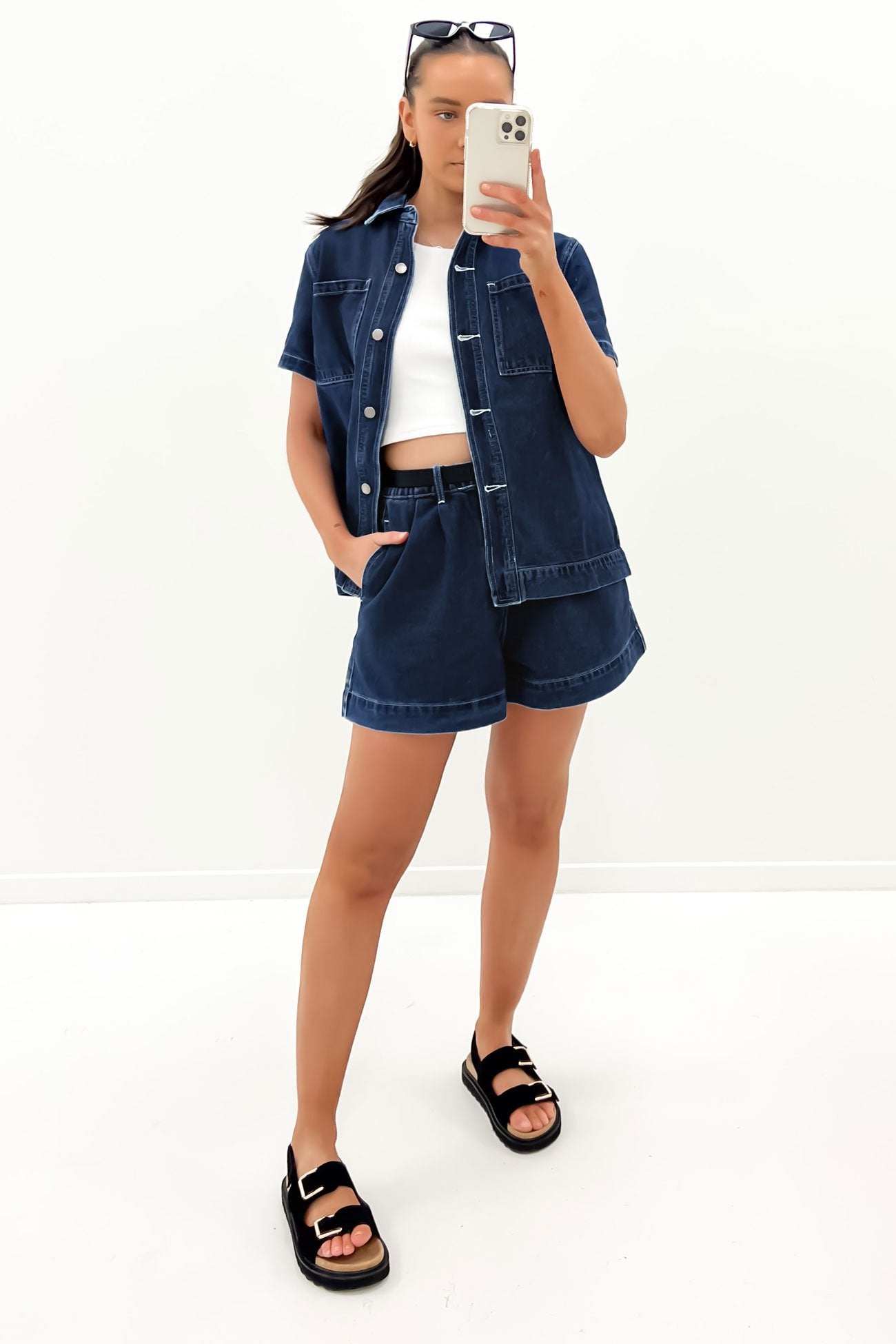 Serina Denim Short Dark Blue