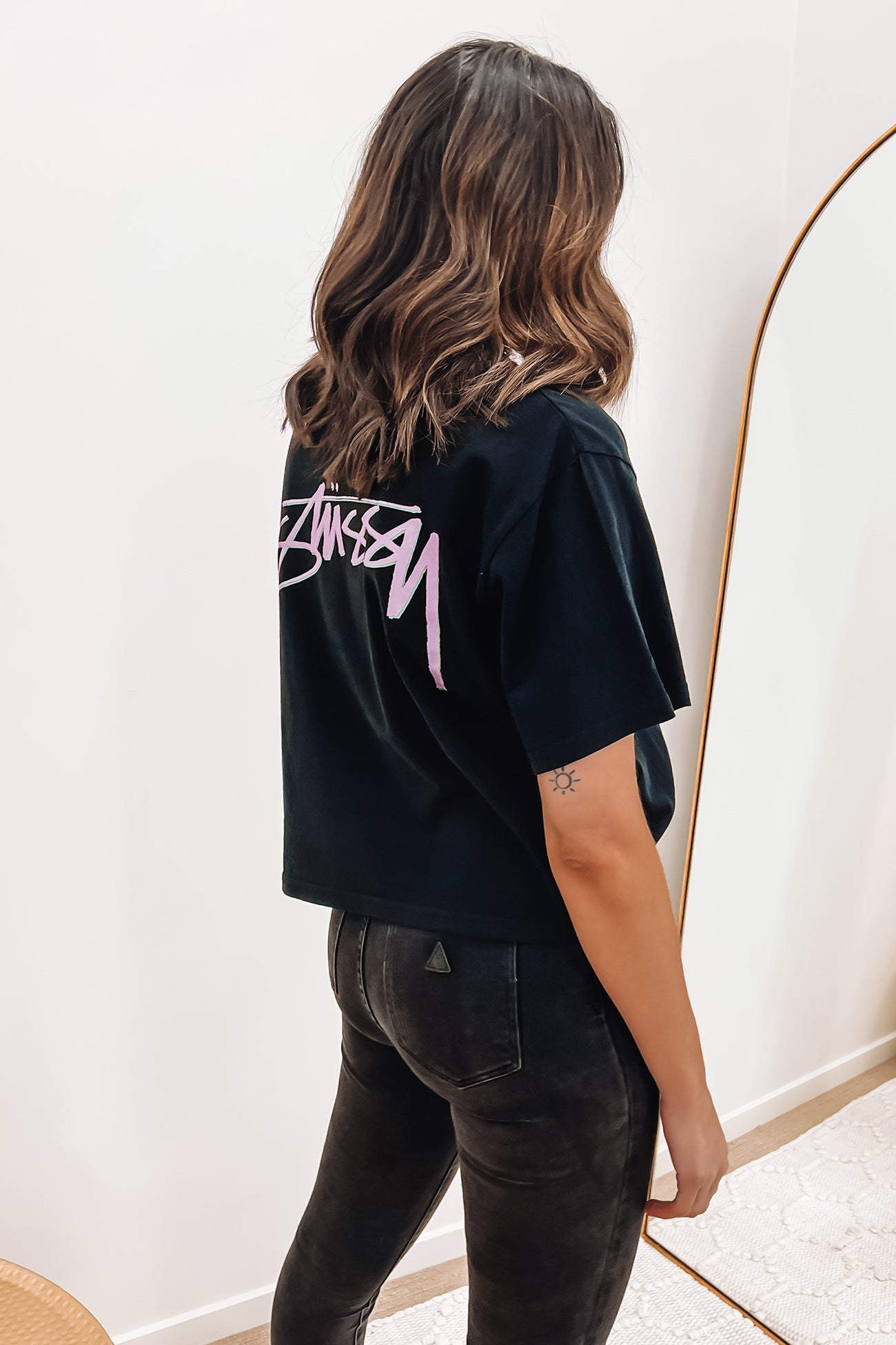 Shadow Script Boxy Tee Black