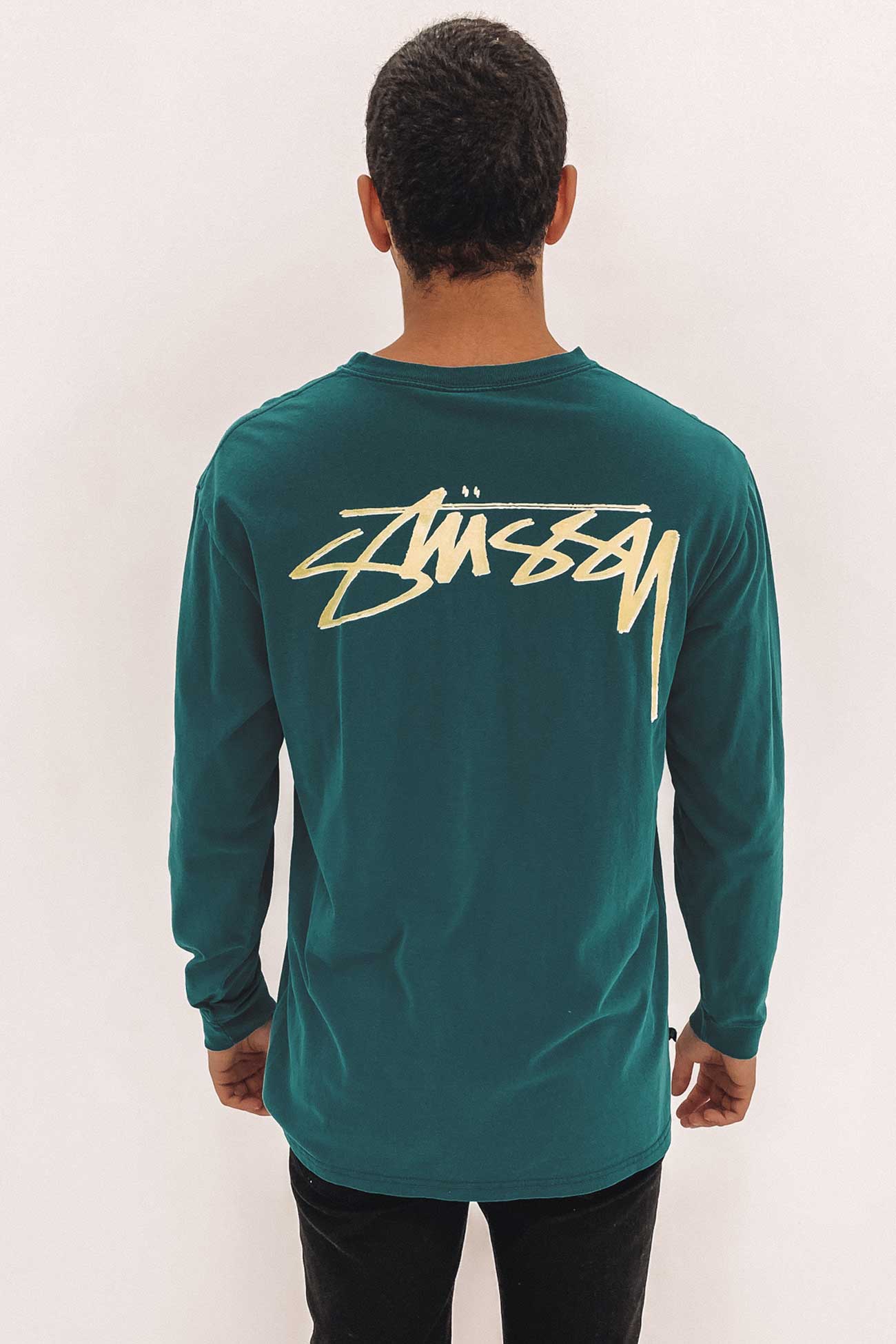 Shadow Script Long Sleeve Tee Pigment Dark Teal