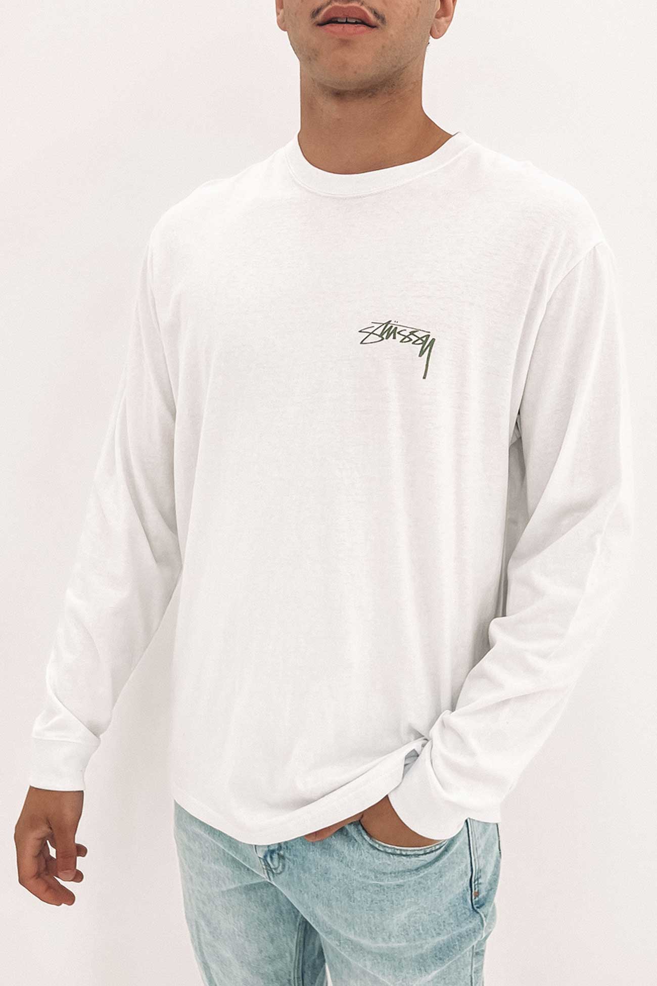 Shadow Script Long Sleeve Tee White