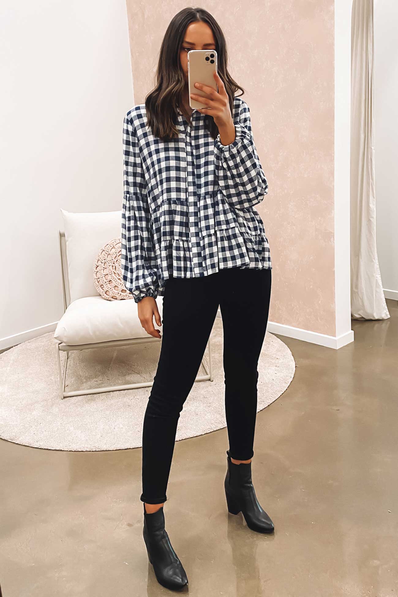 Shanie Top Navy Check