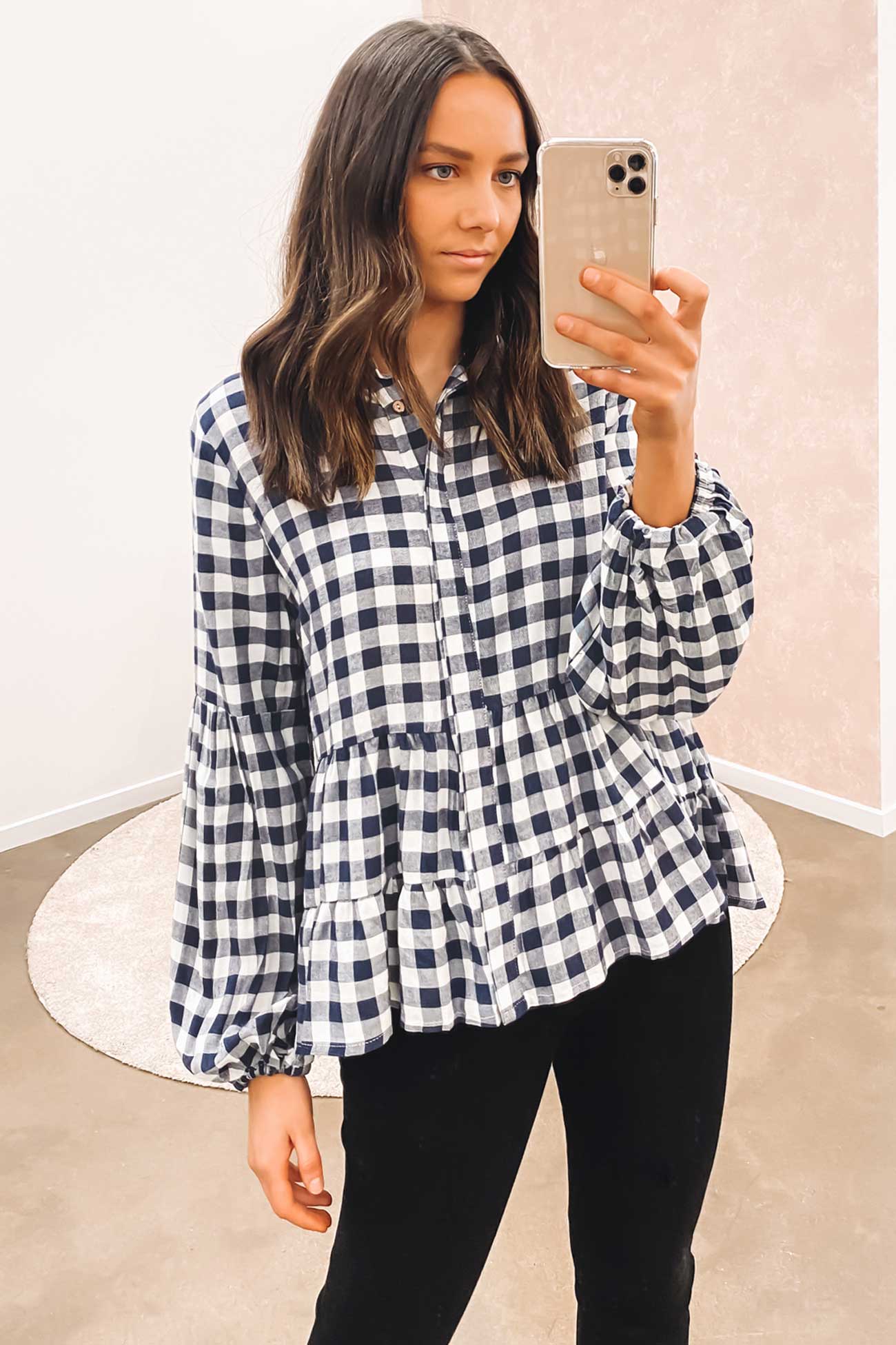 Shanie Top Navy Check