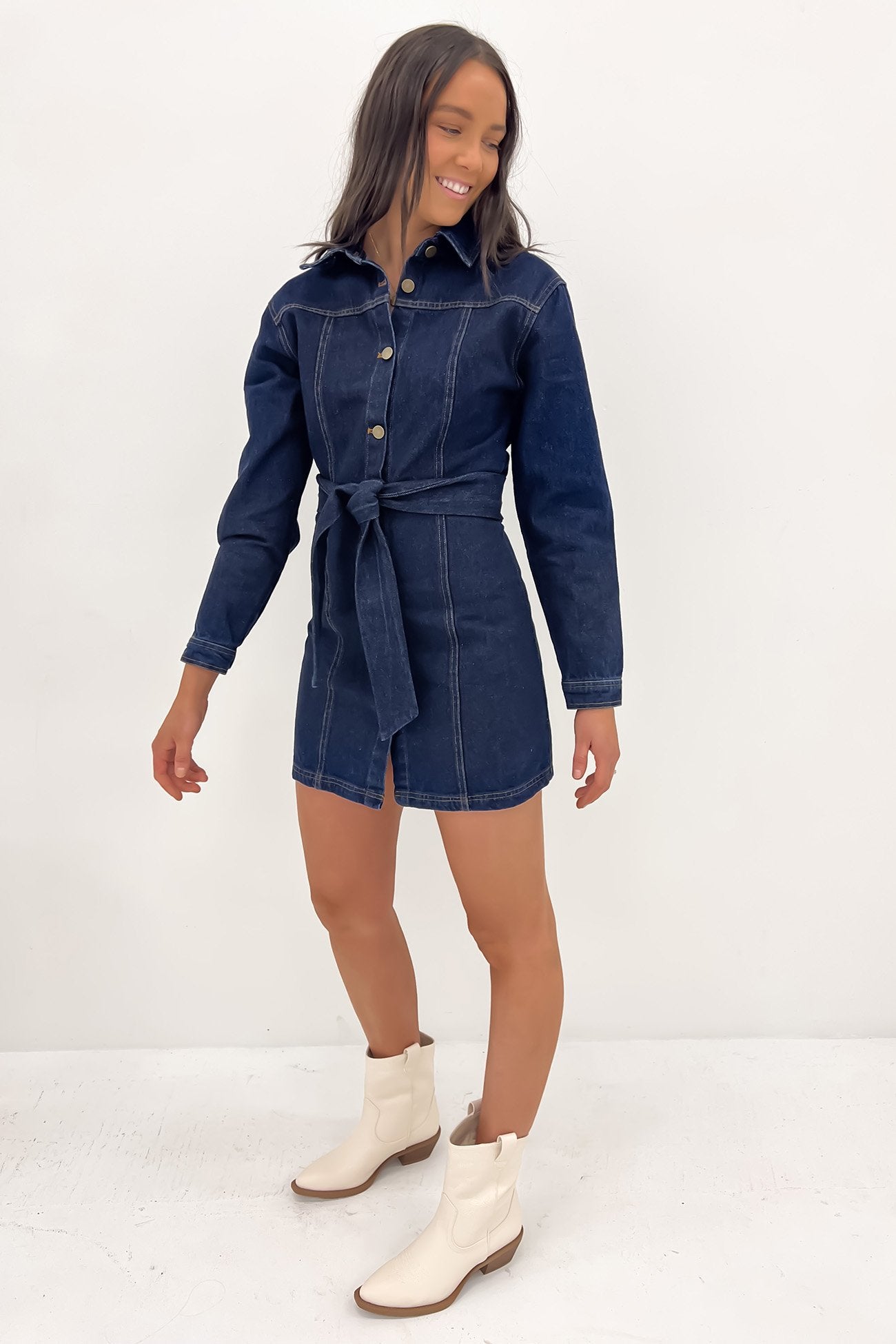 Shannon Denim Mini Dress Blue