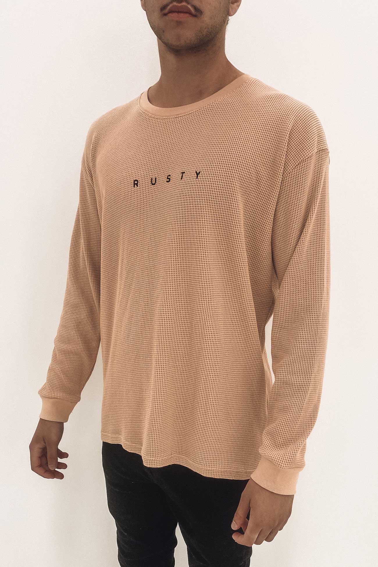 Short Cut Waffle Long Sleeve Tee Cuban Sand