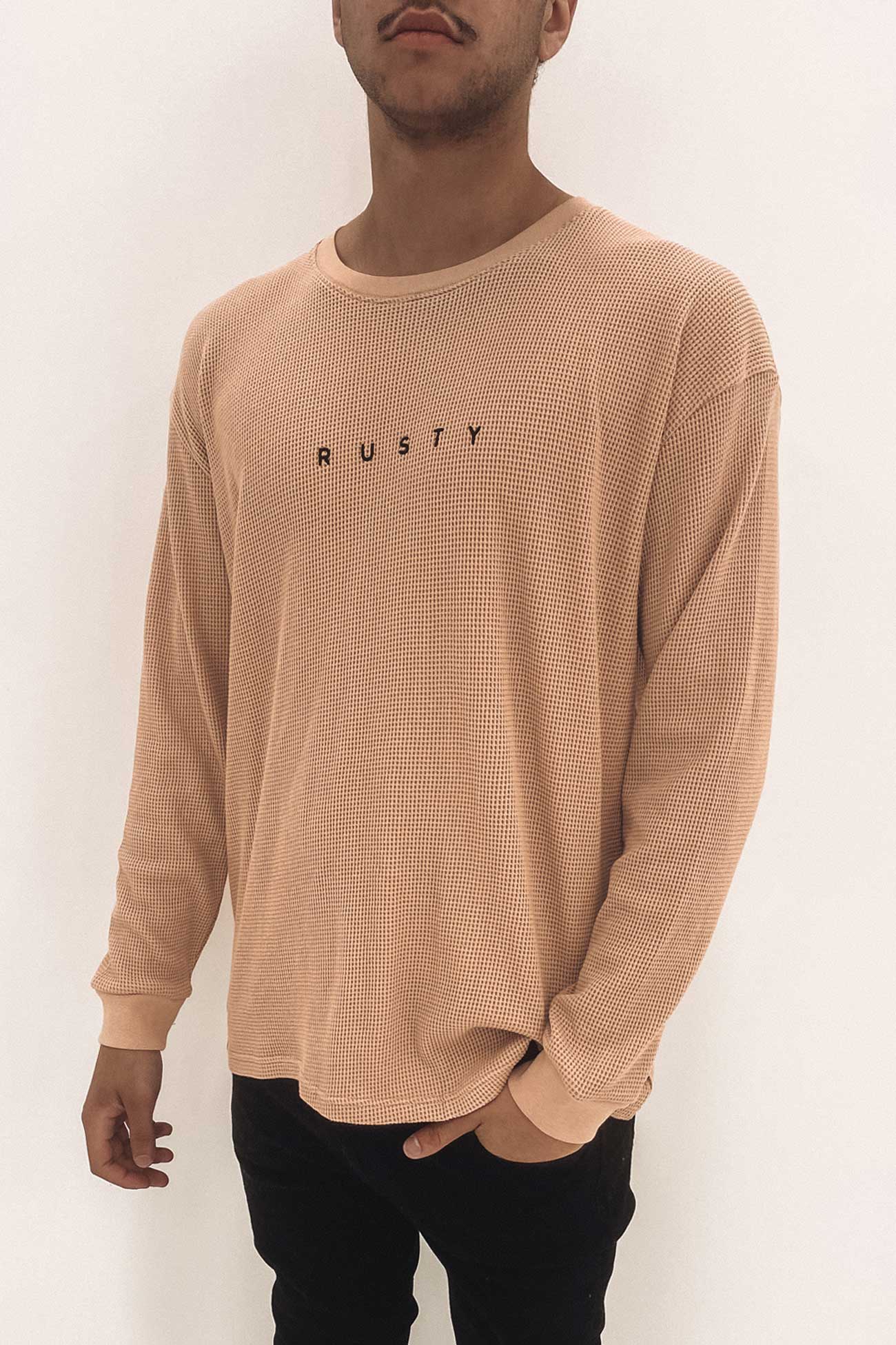 Short Cut Waffle Long Sleeve Tee Cuban Sand