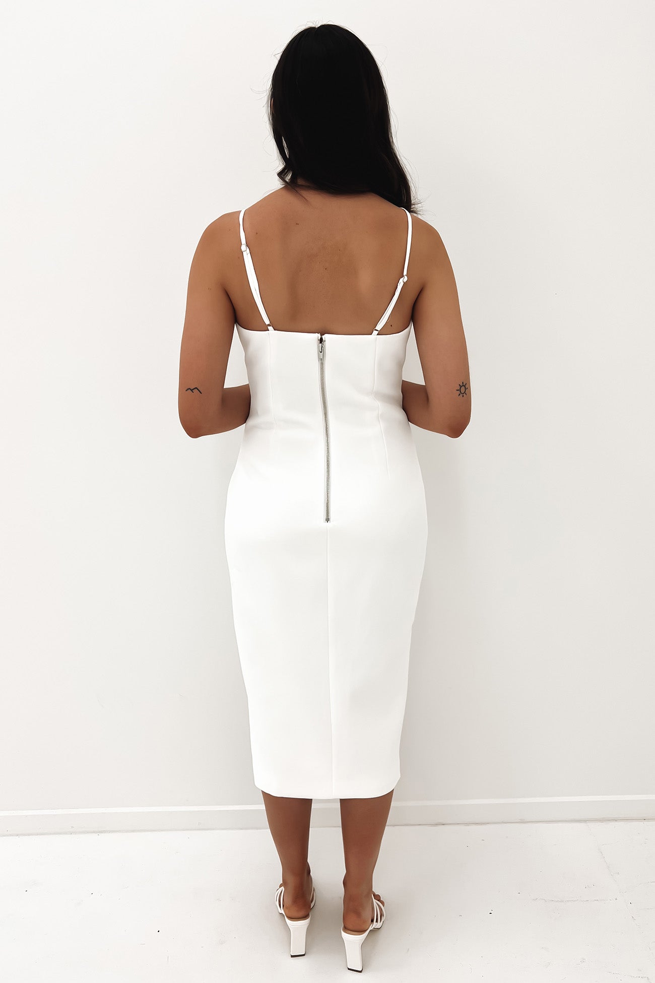 Sky High Midi Dress White