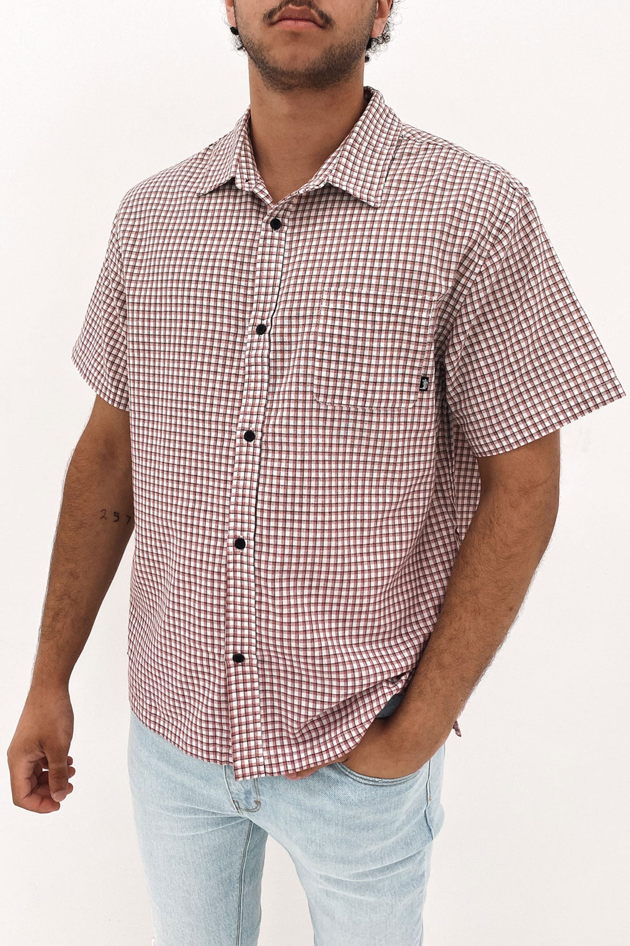 Slate Check Short Sleeve Shirt Rose