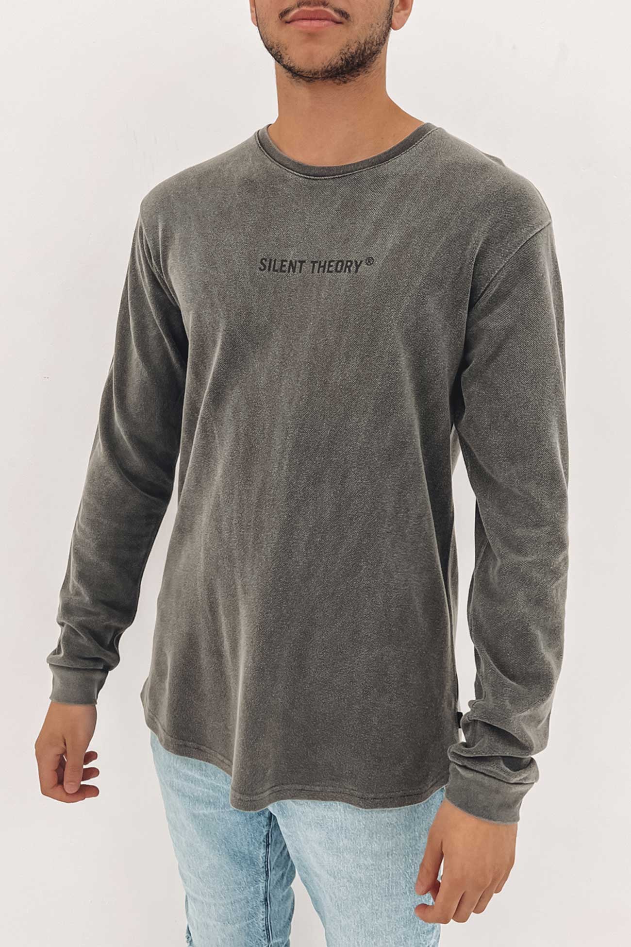 Sliced Long Sleeve Tee Charcoal