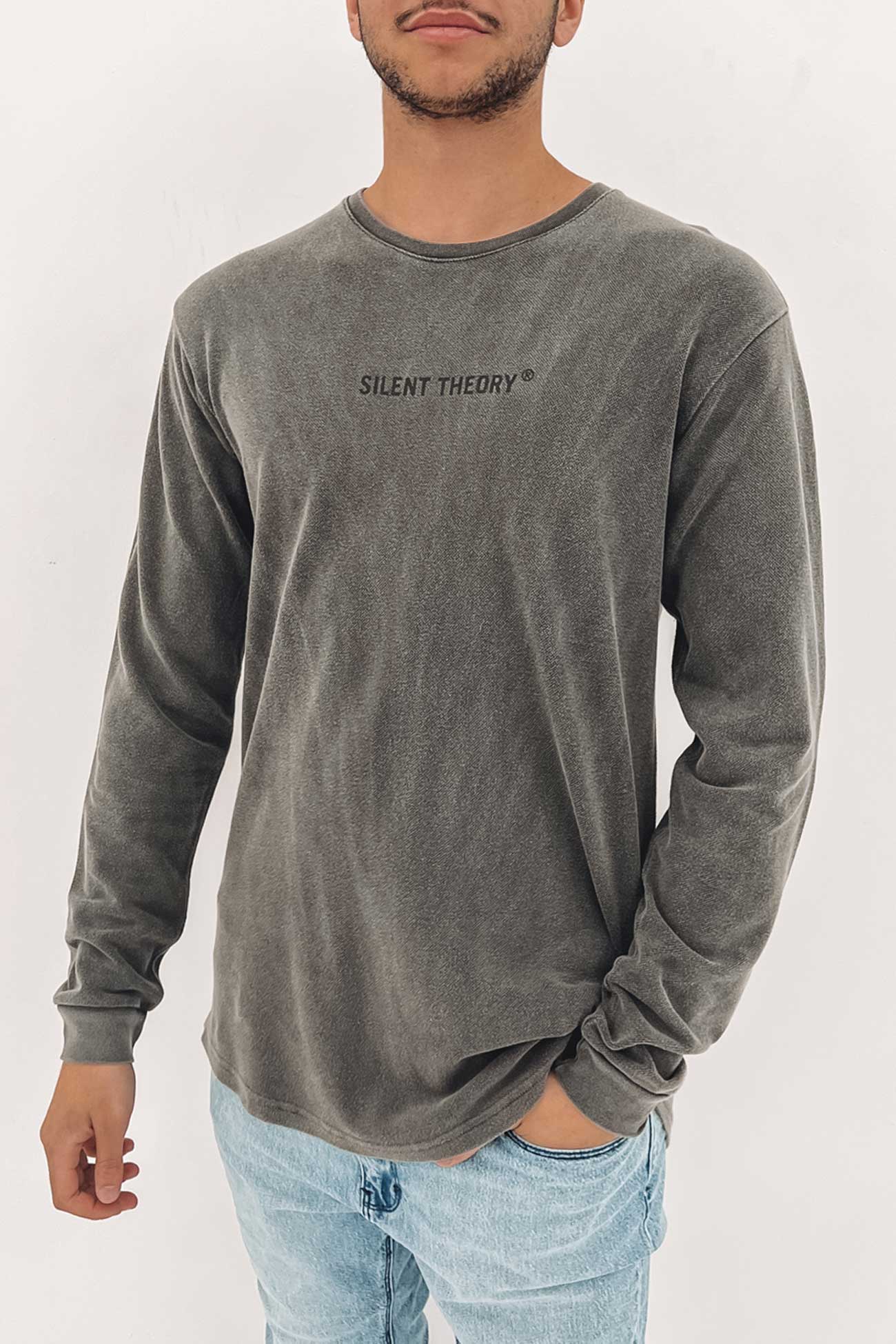 Sliced Long Sleeve Tee Charcoal