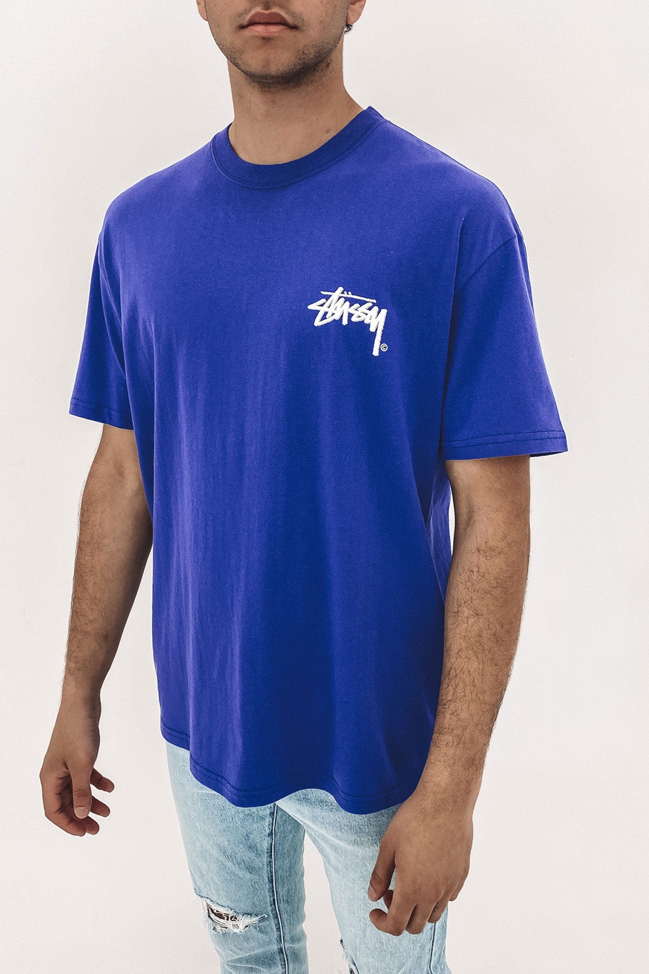 Solid Shadow Stock Short Sleeve Tee Bright Blue