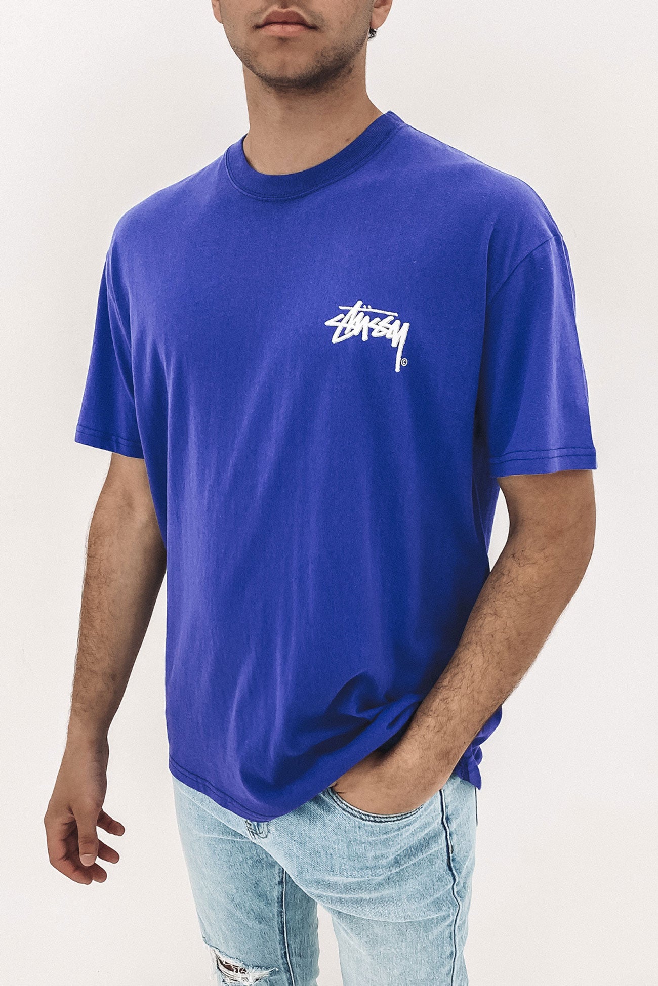 Solid Shadow Stock Short Sleeve Tee Bright Blue