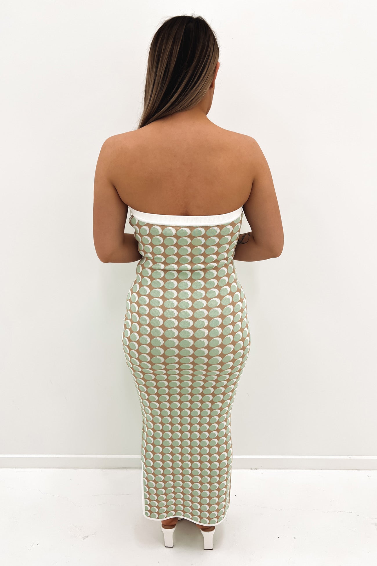 Sol Geo Knit Midi Dress Pistachio Spot