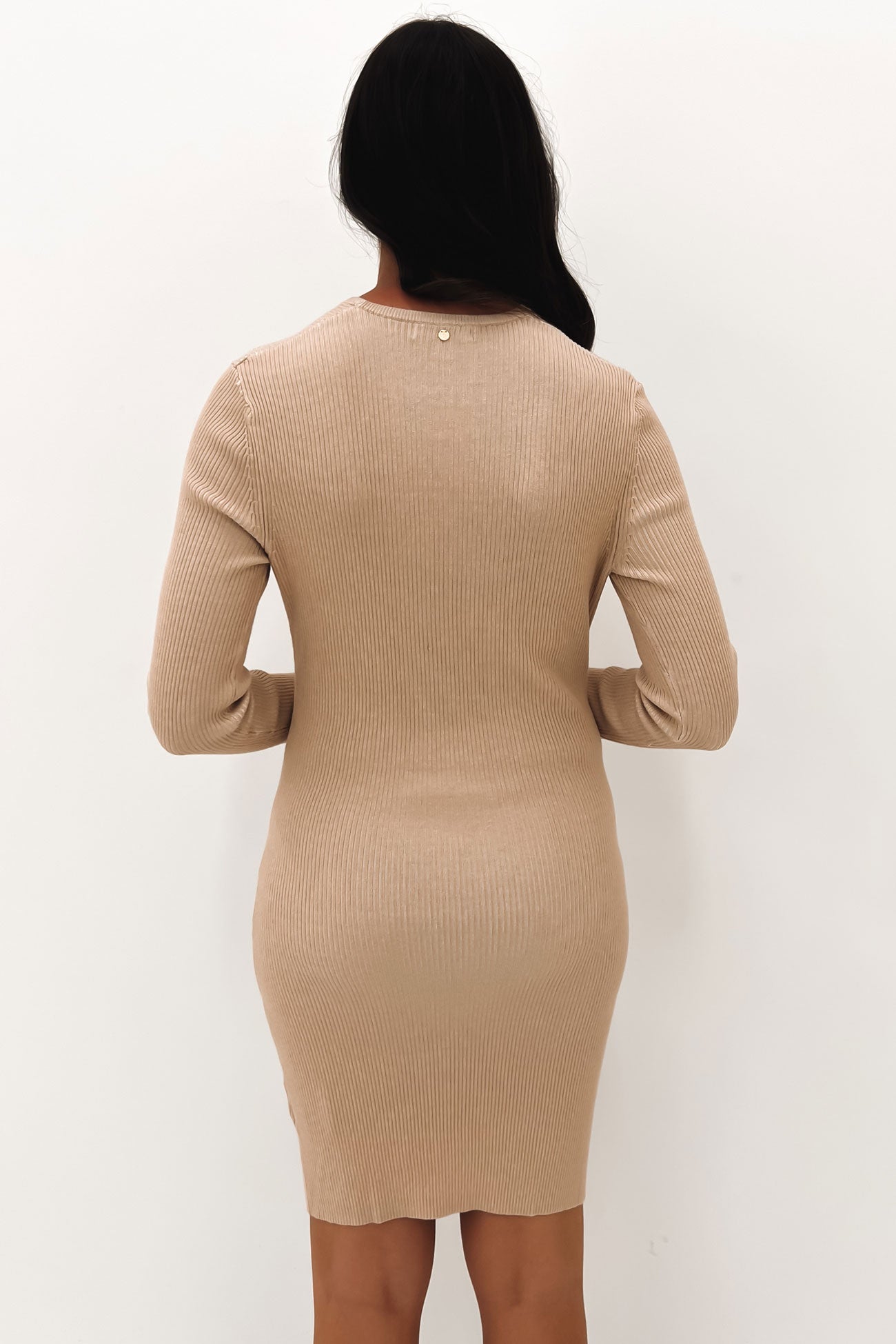 Solace Long Sleeve Knitted Dress Oatmilk