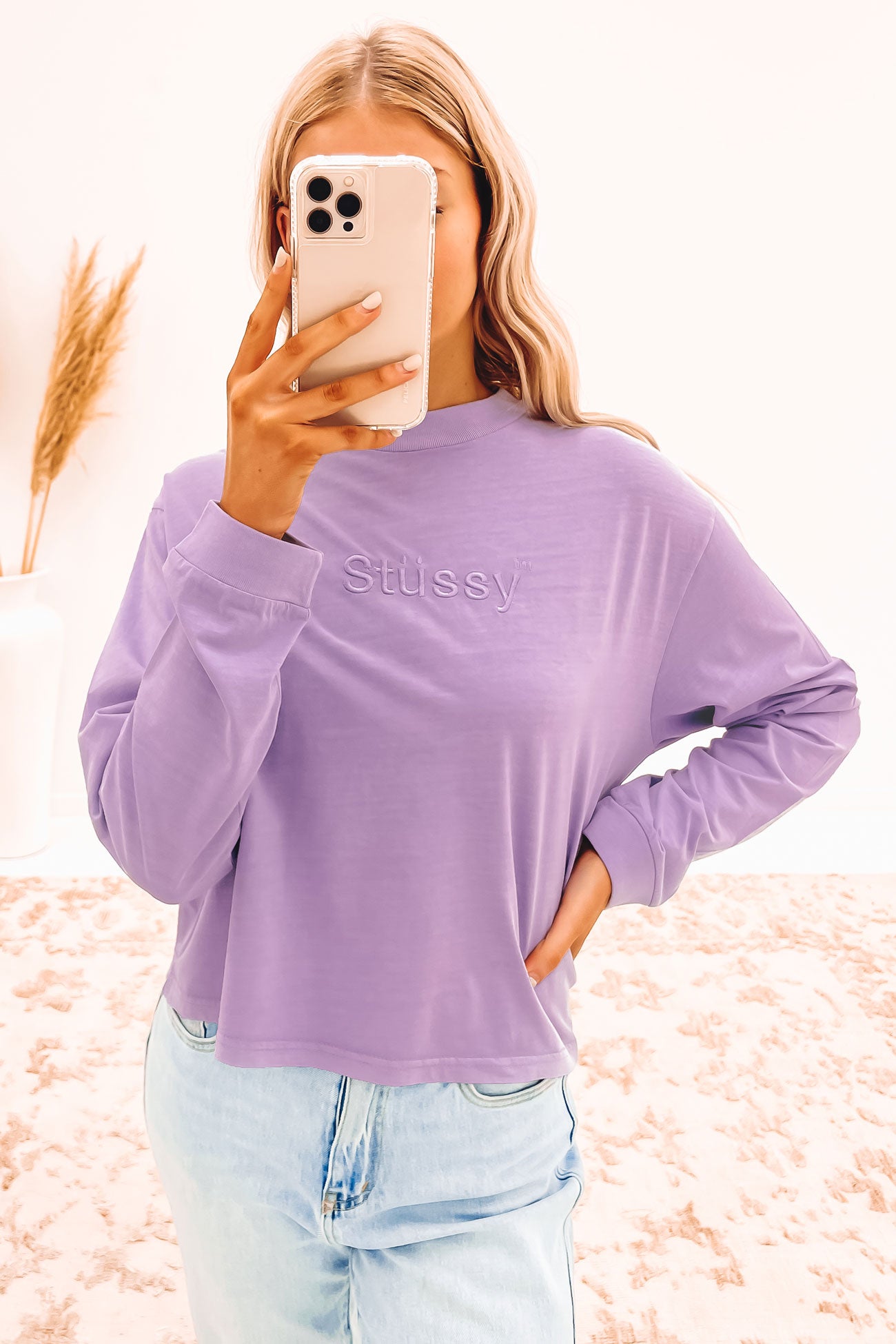 Solace Mock Neck Long Sleeve Tee Lavender