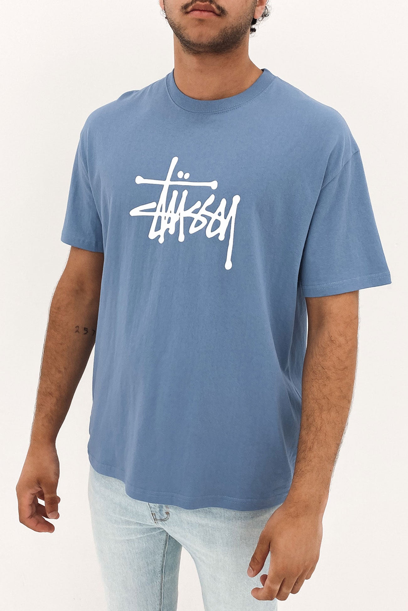 Solid Graffiti Short Sleeve Tee Dusty Blue