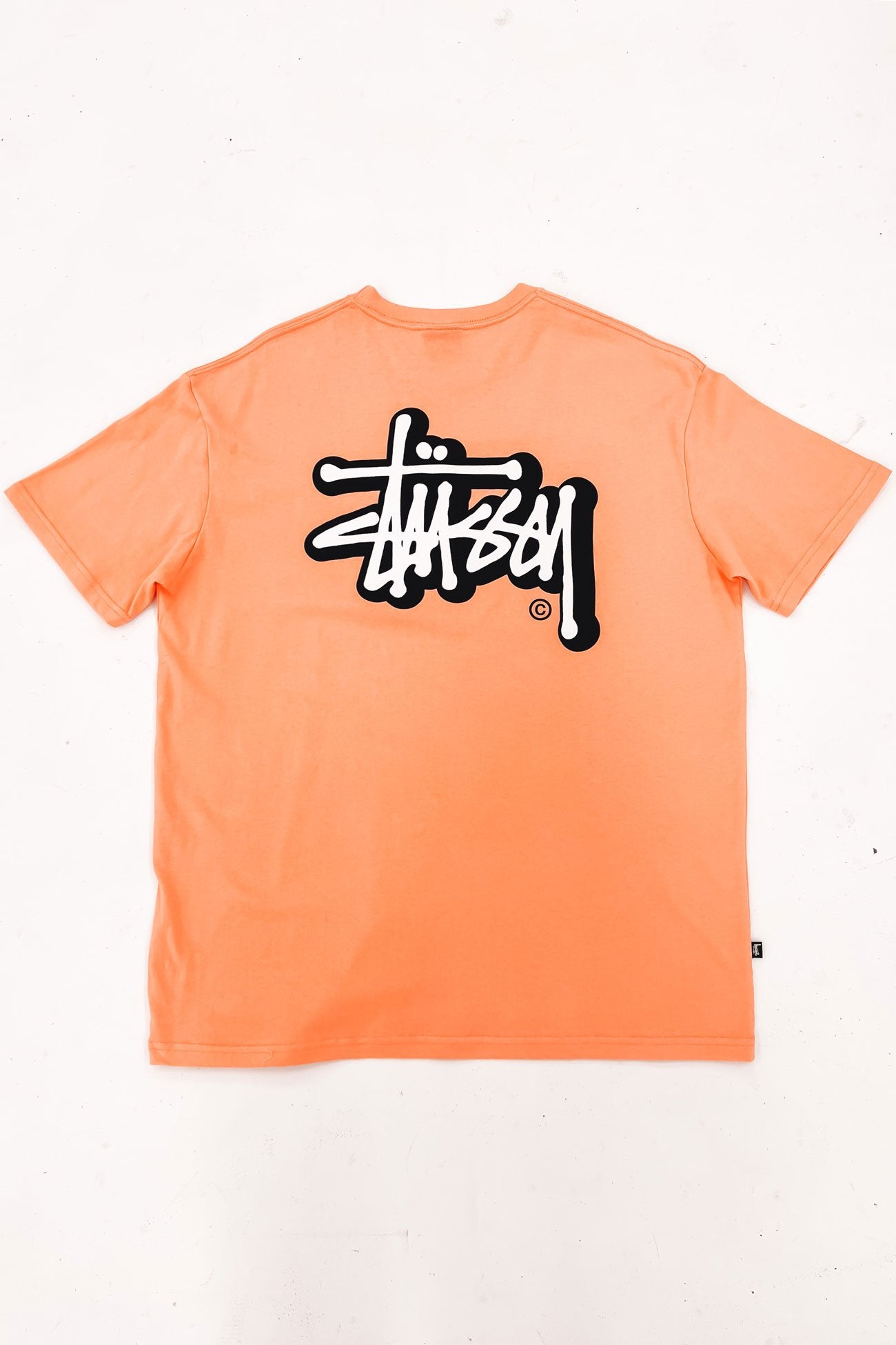 Solid Offset Graffiti Short Sleeve Tee Peach