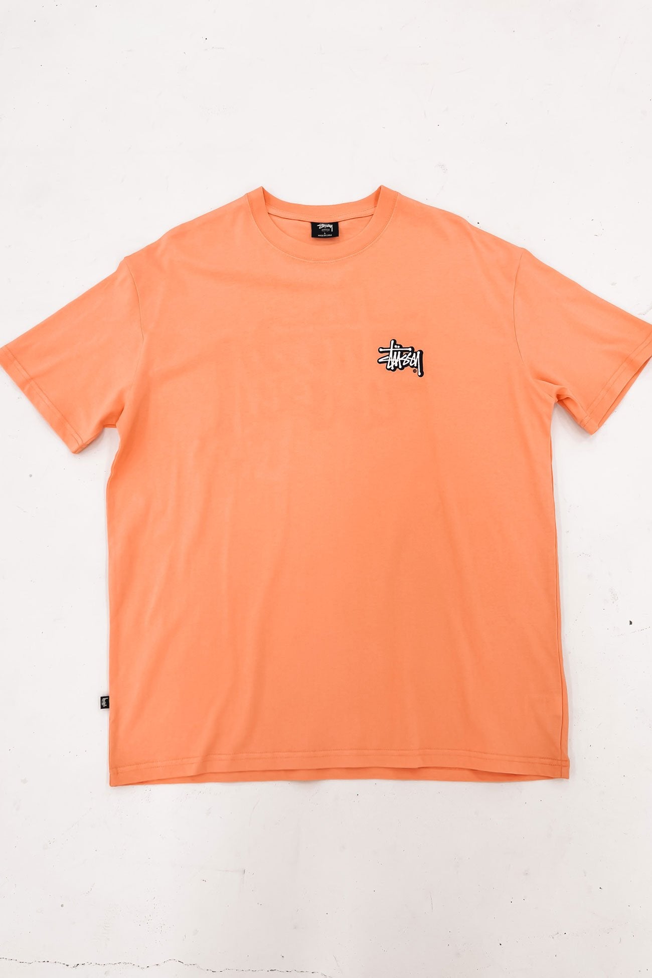 Solid Offset Graffiti Short Sleeve Tee Peach