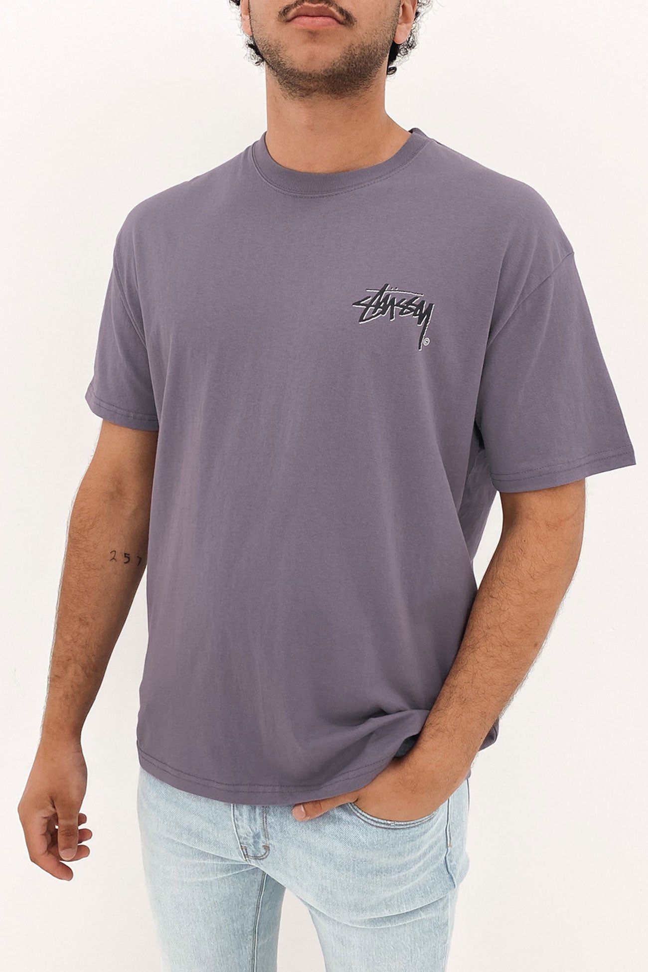 Solid Shadow Stock Short Sleeve Tee Grape