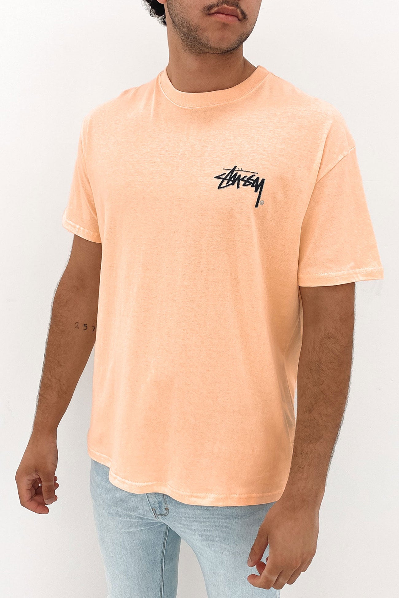 Solid Shadow Stock Short Sleeve Tee Peach