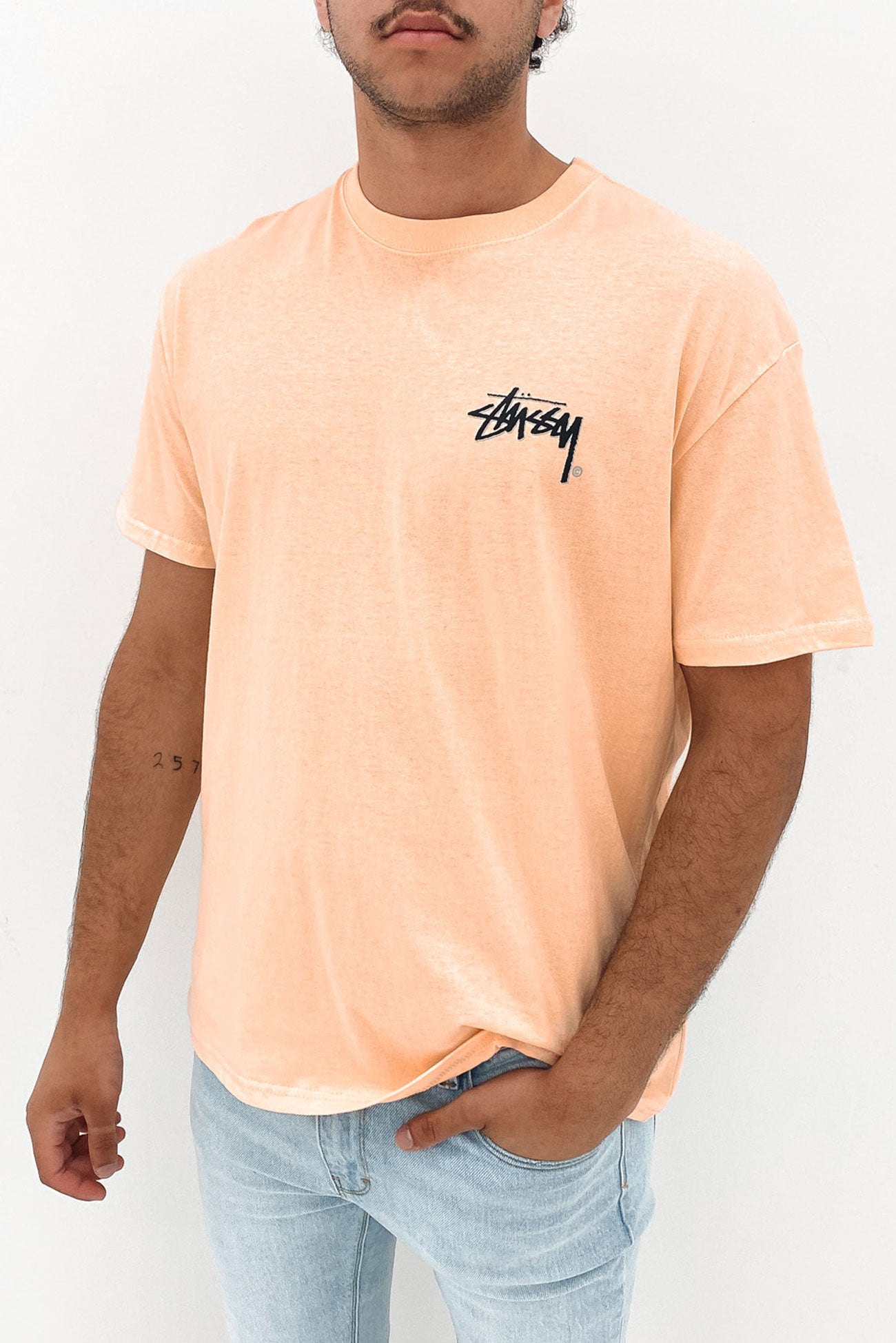 Solid Shadow Stock Short Sleeve Tee Peach