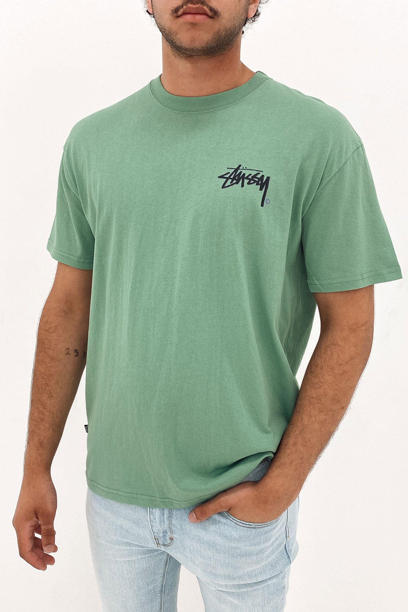 Solid Shadow Stock Short Sleeve Tee Tea Green