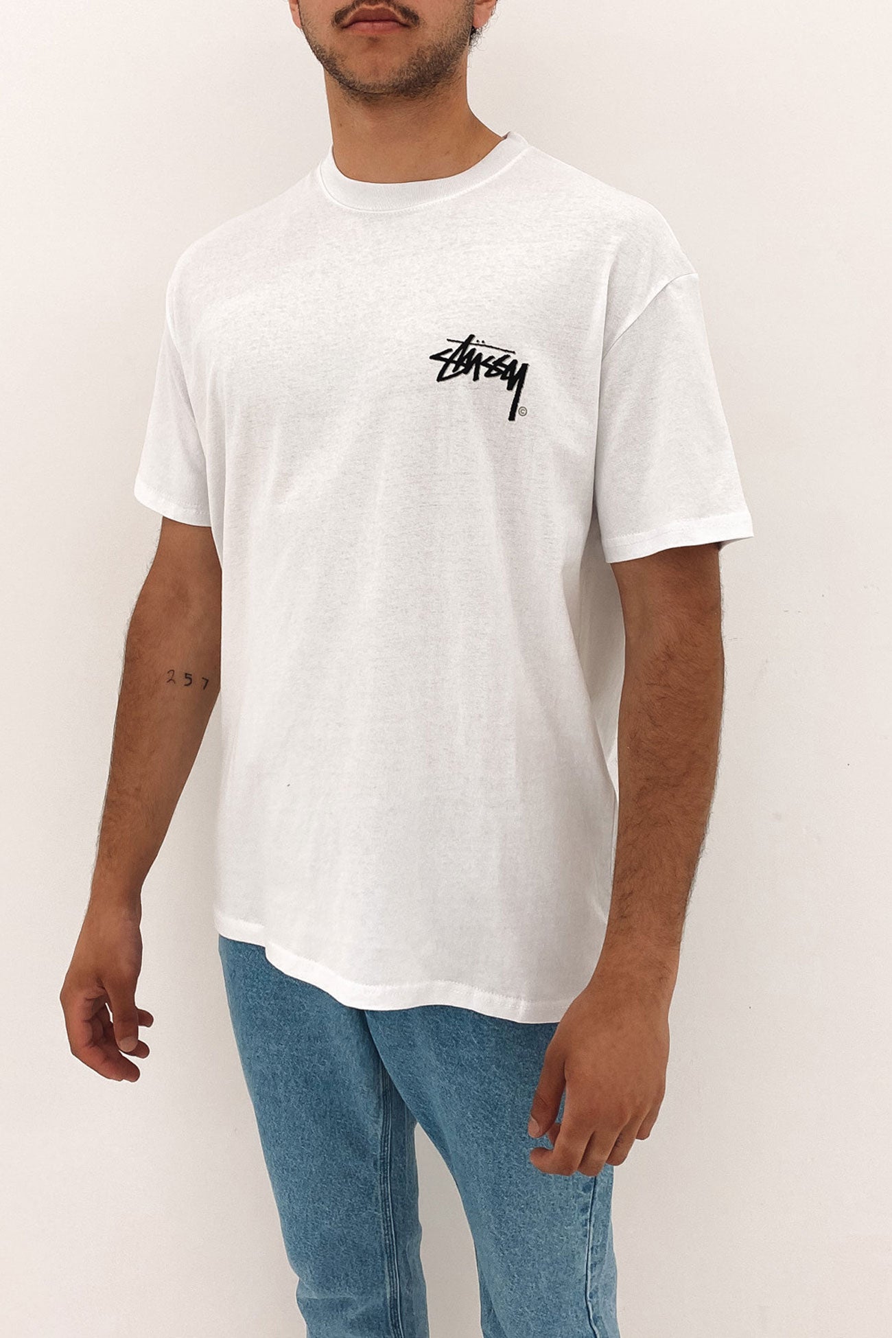 Solid Shadow Stock Short Sleeve Tee White