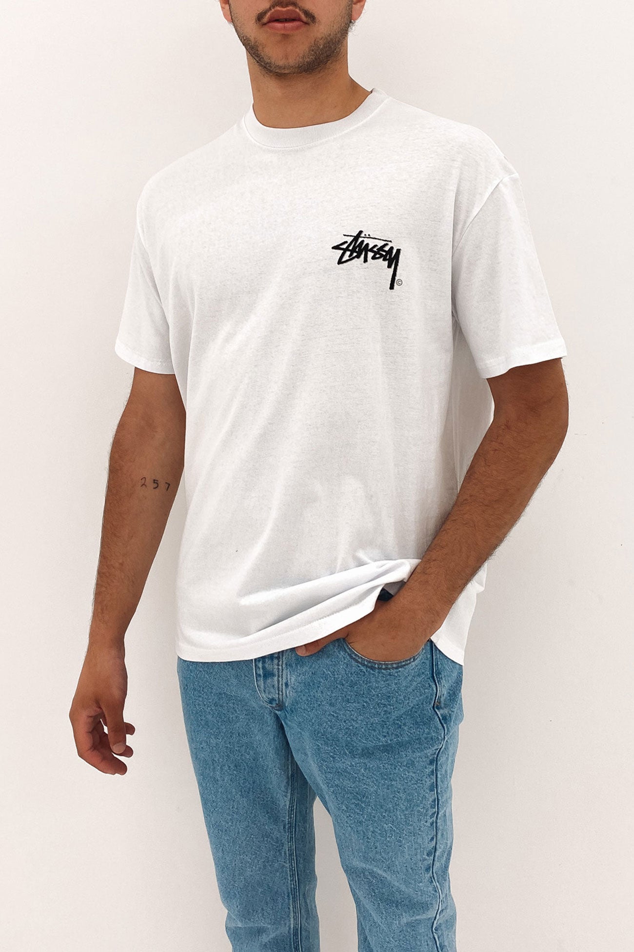 Solid Shadow Stock Short Sleeve Tee White