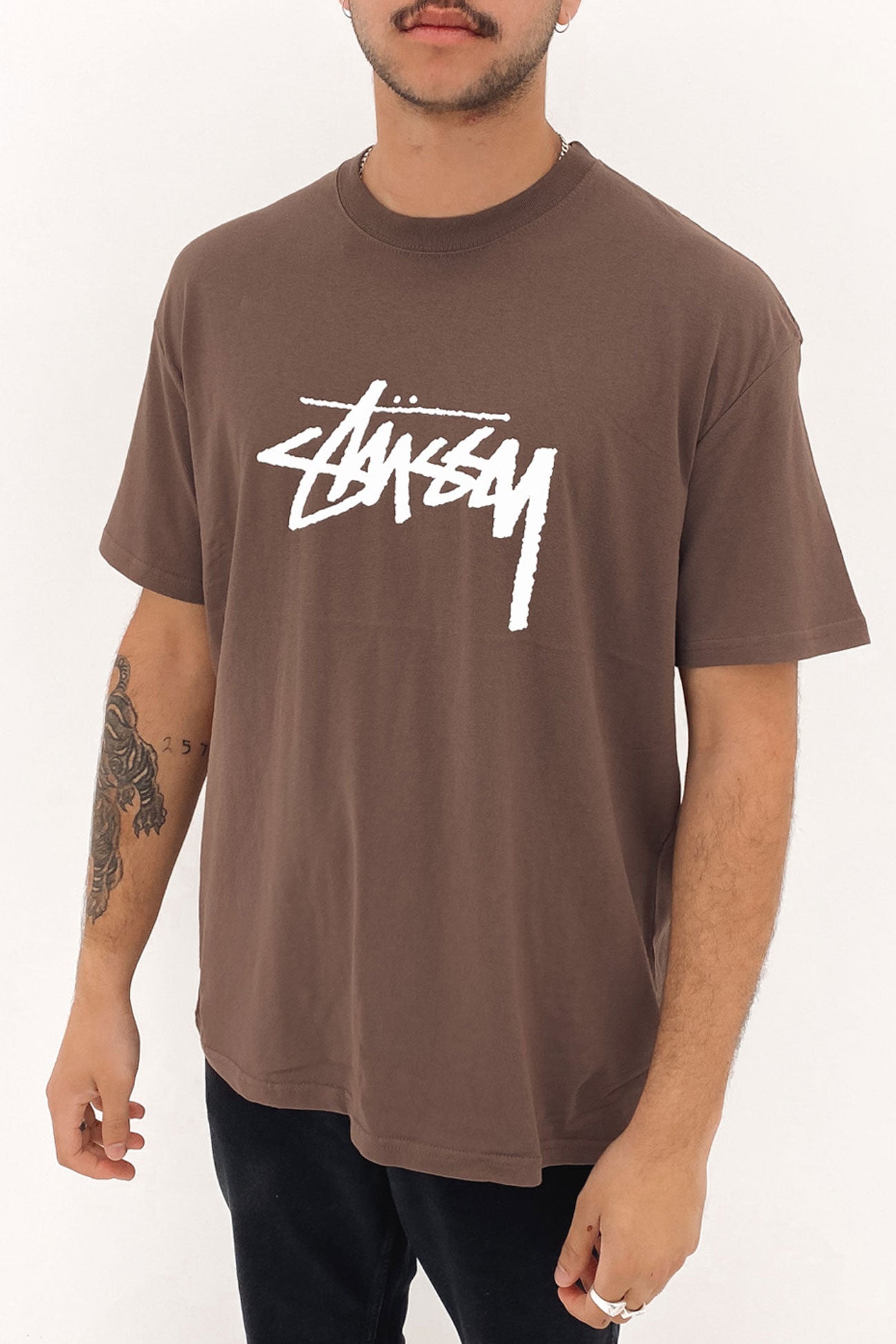 Solid Stock Short Sleeve Tee Brown White