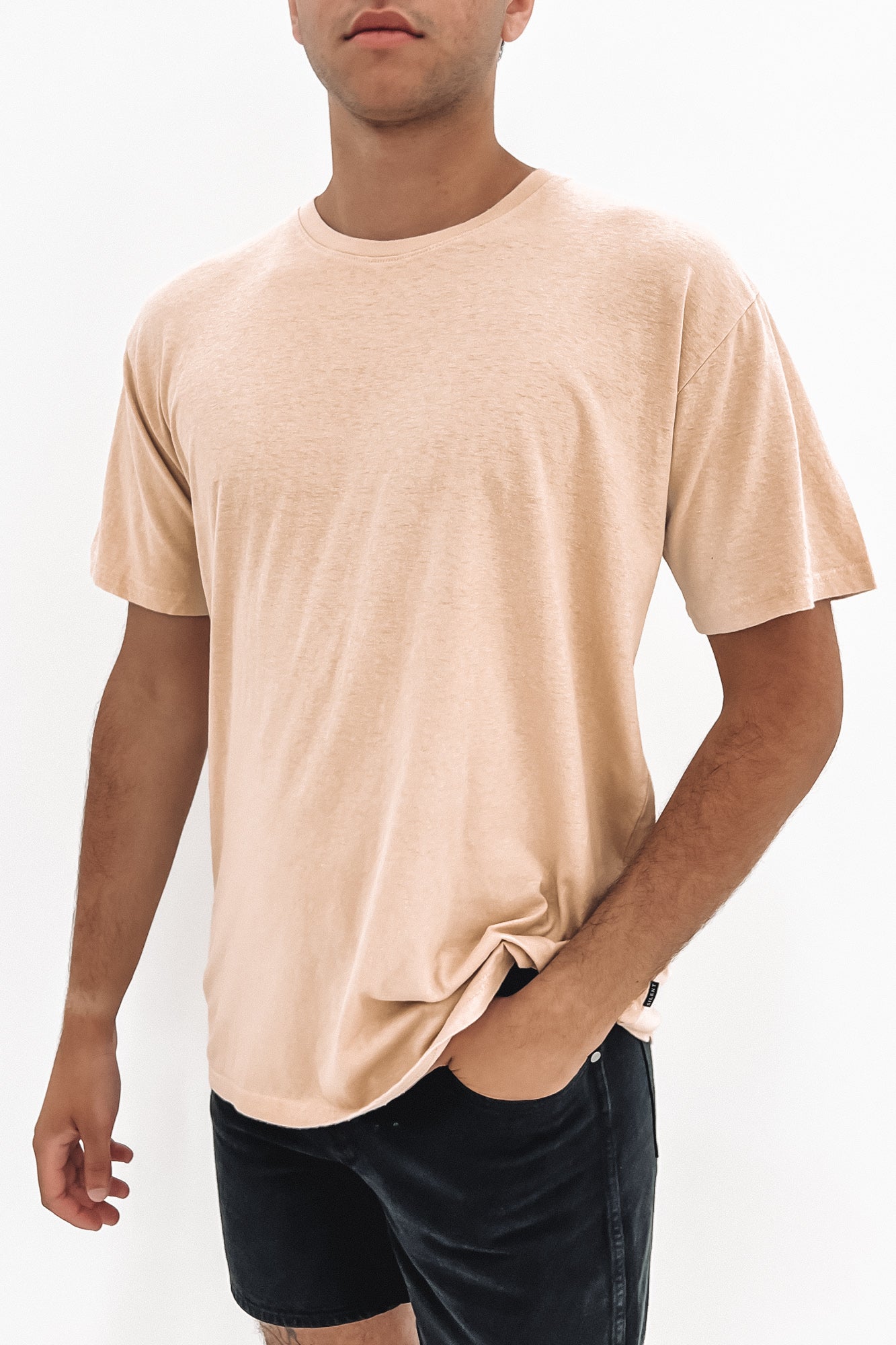 Standard FIt Linen Tee Tan