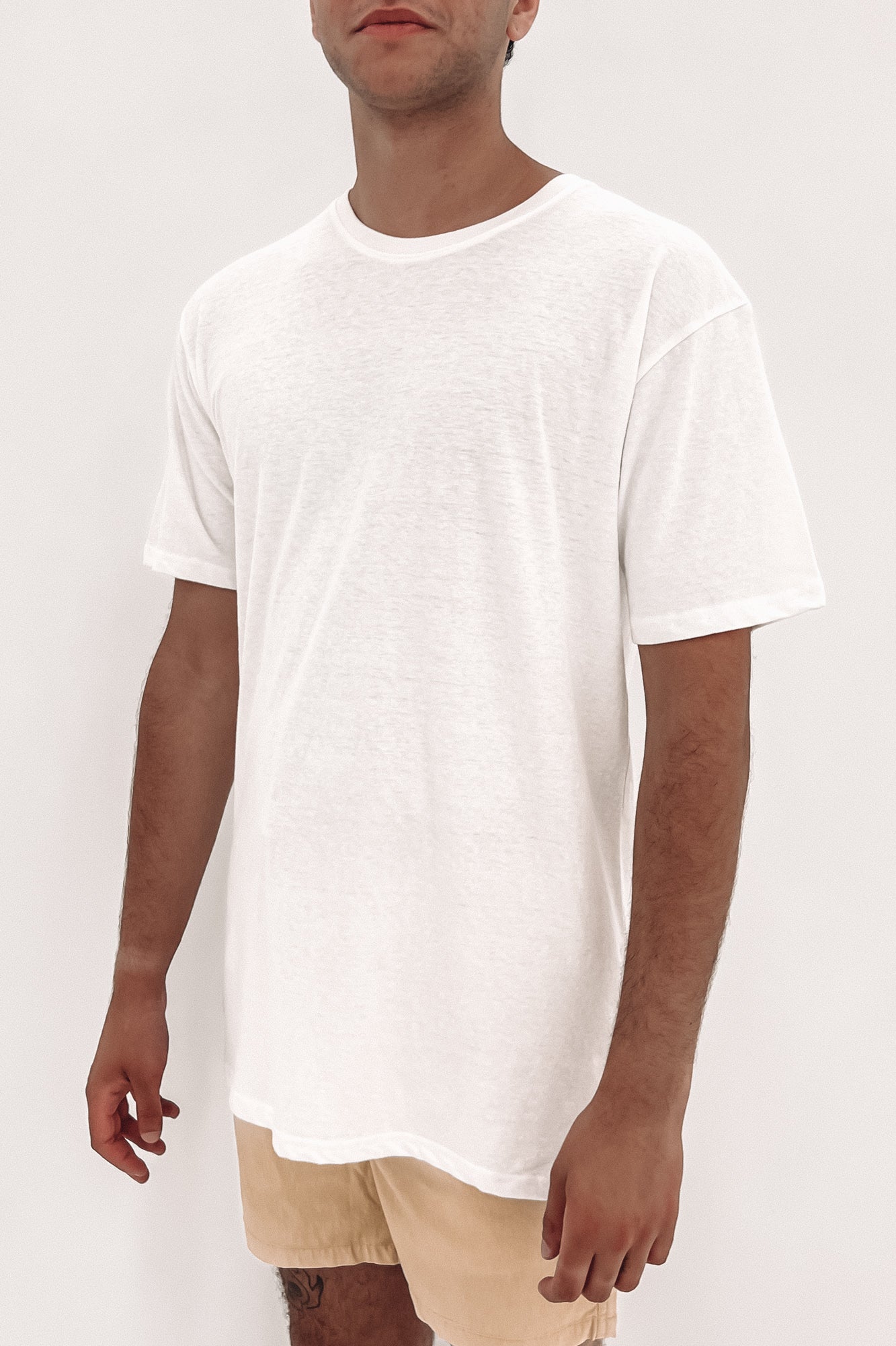 Standard Fit Linen Tee White