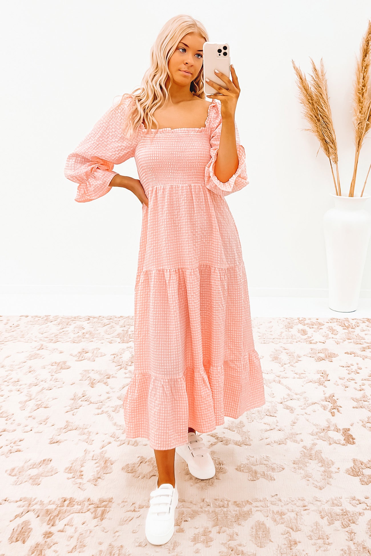 Stassi Maxi Dress Pink Check