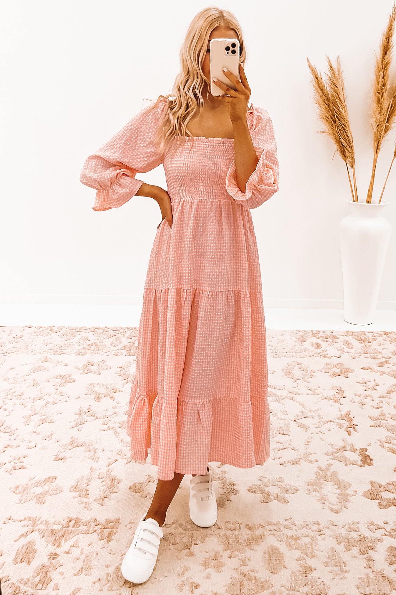 Stassi Maxi Dress Pink Check