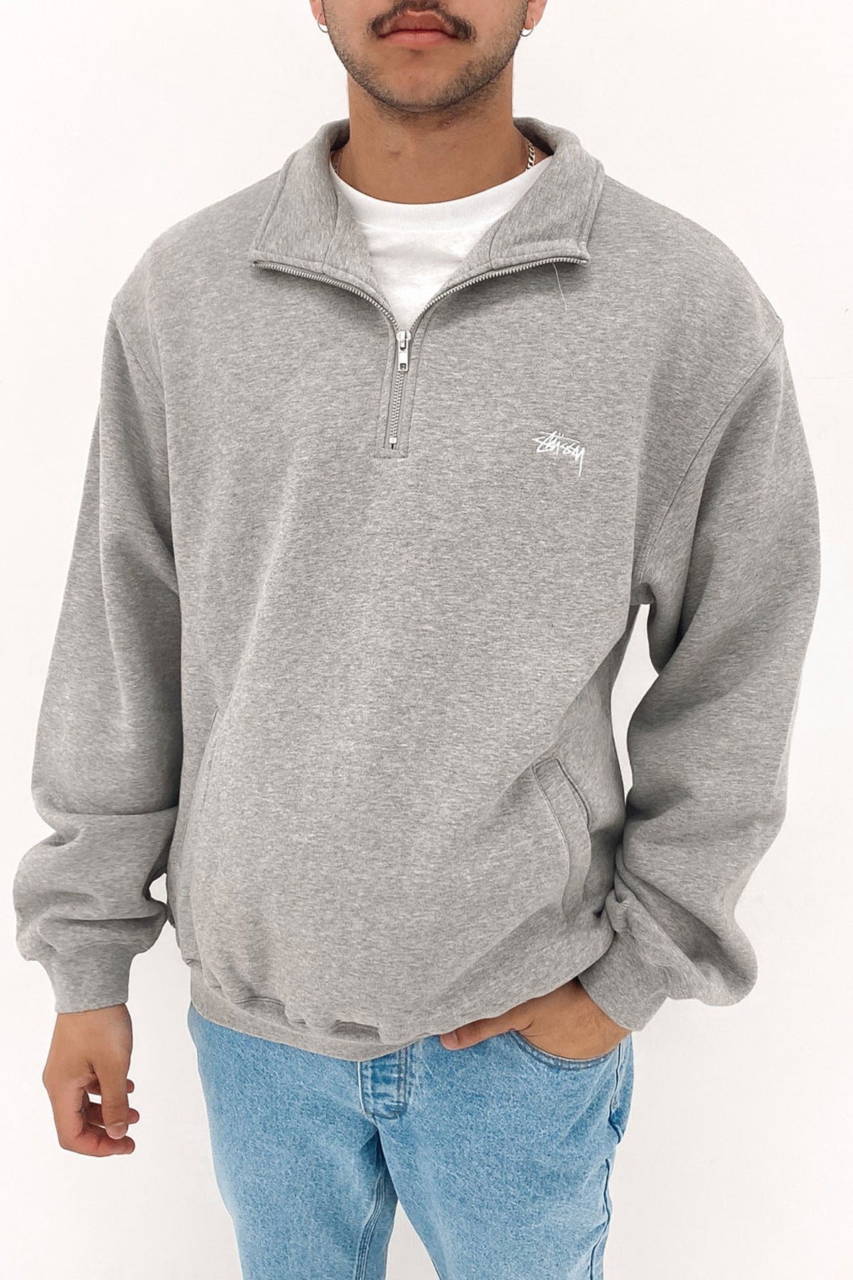 Stock Logo Mock Neck Fleece Grey Marle - Jean Jail