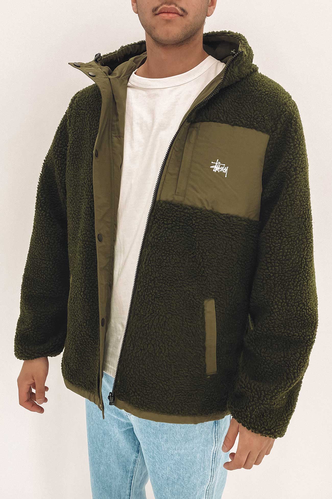 Stock Sherpa Reversible Jacket Flight Green Black