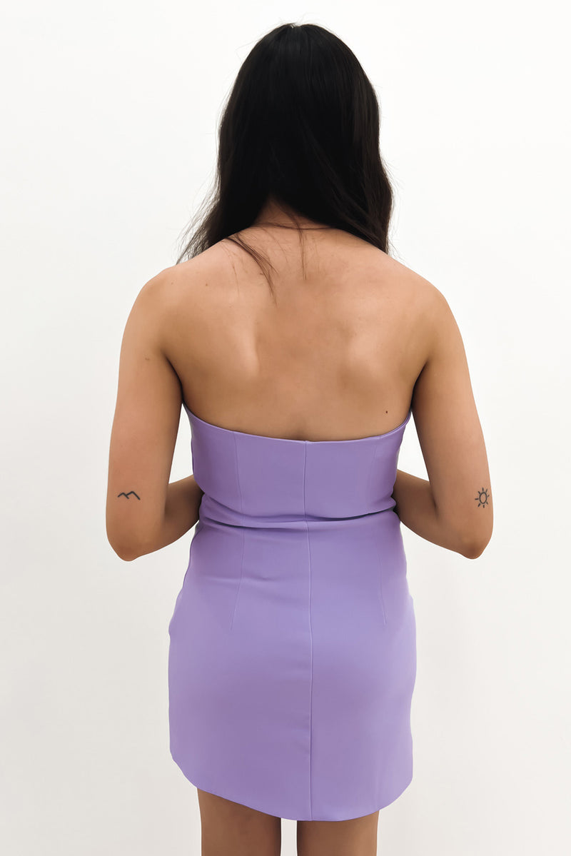 Strapless Wave Mini Dress Lilac - Jean Jail